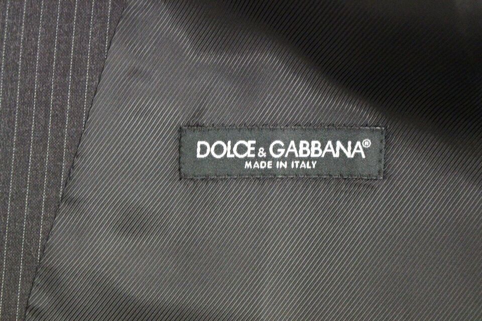 Dolce & Gabbana Gray Striped Wool Single Breasted Vest | Regal Royce