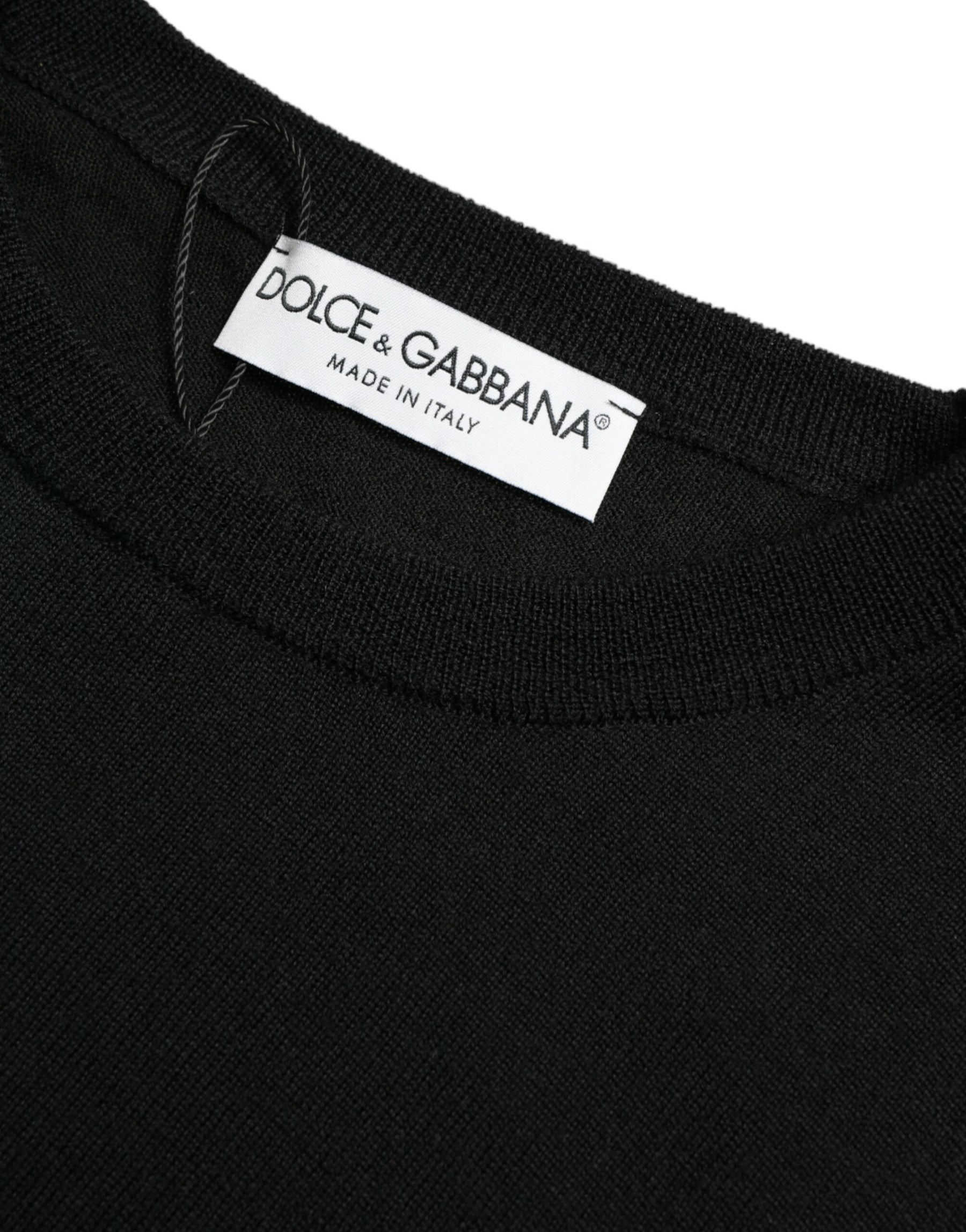 Dolce & Gabbana Black Wool Round Neck Pullover Sweater | Regal Royce