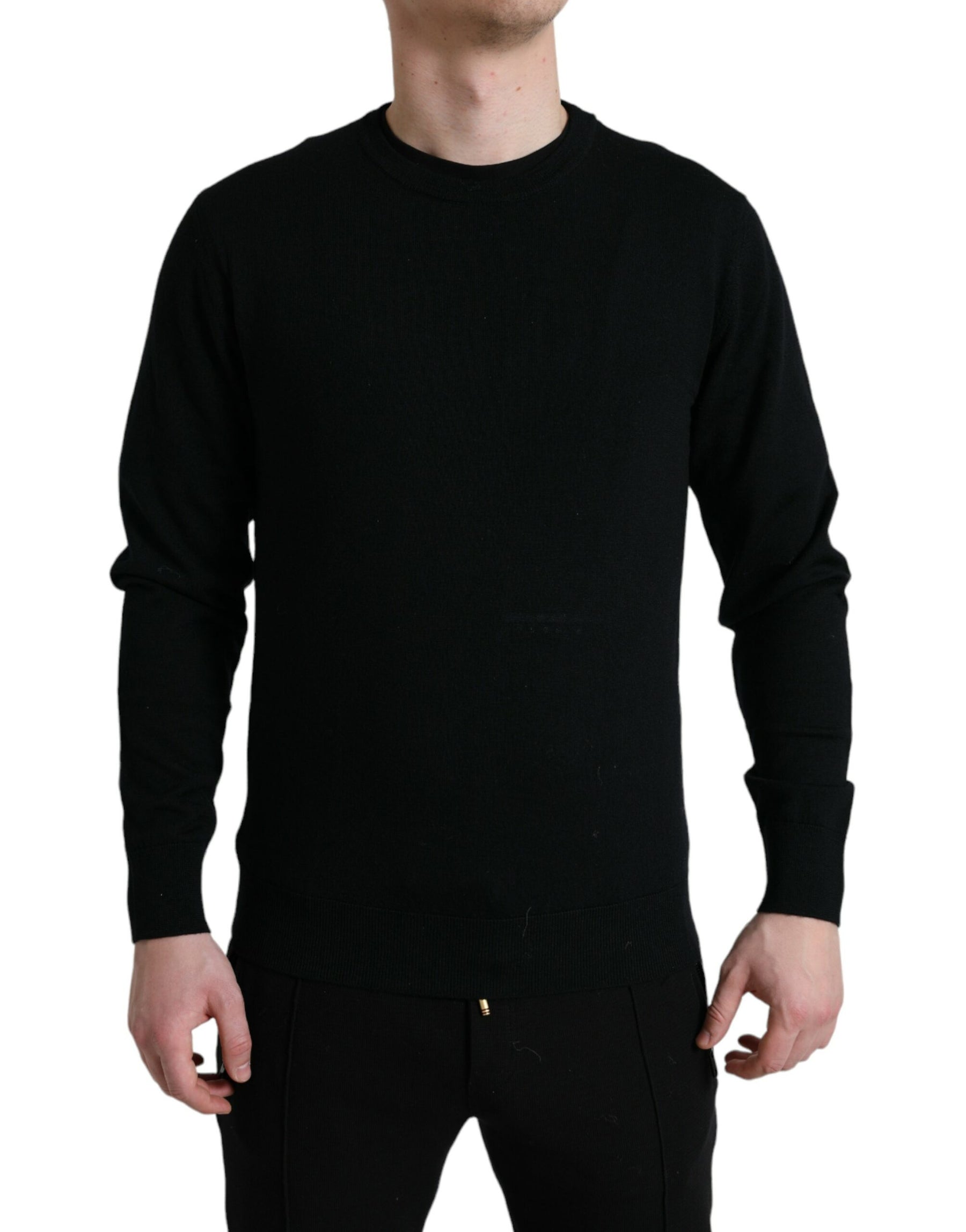 Dolce & Gabbana Black Wool Round Neck Pullover Sweater | Regal Royce