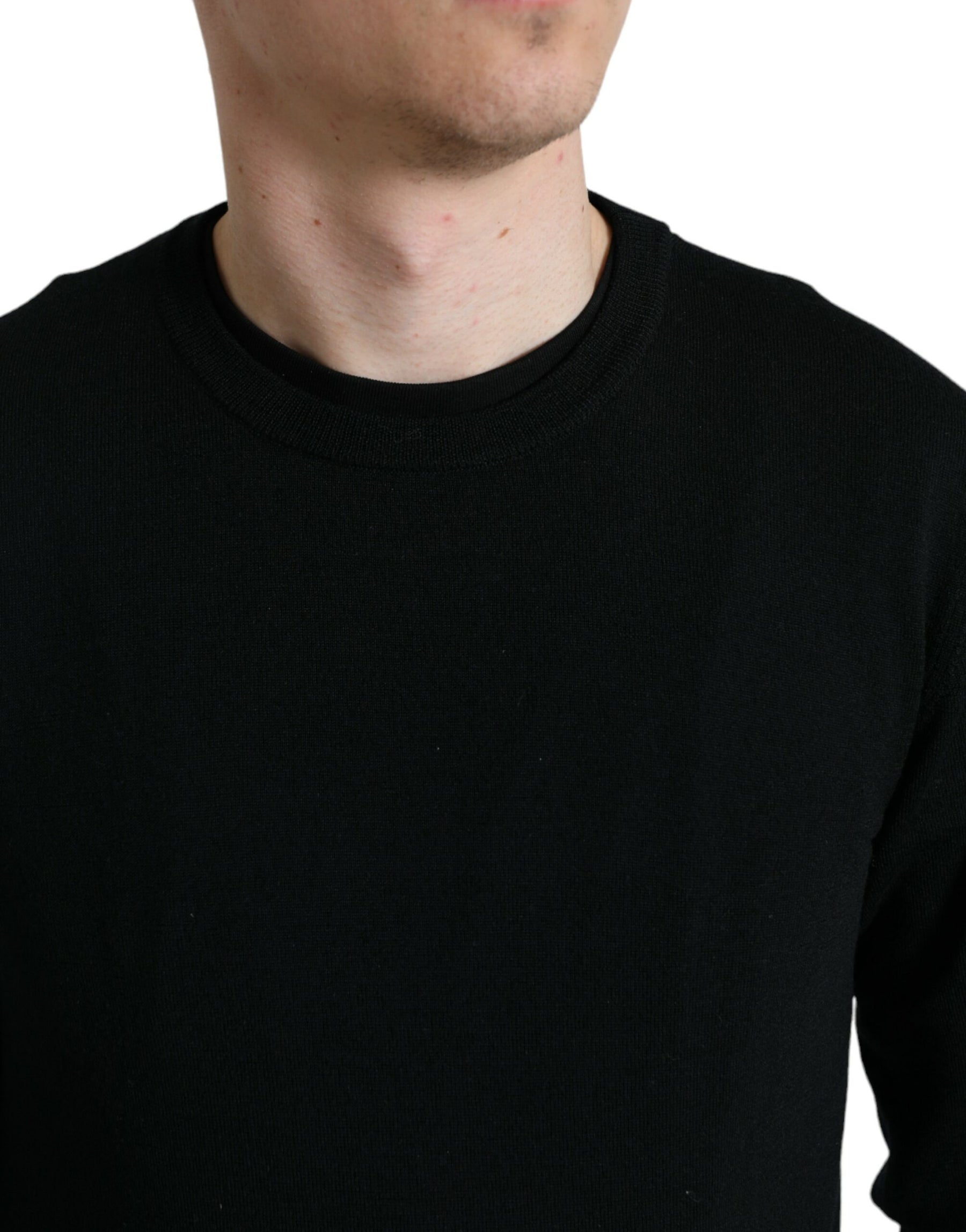 Dolce & Gabbana Black Wool Round Neck Pullover Sweater | Regal Royce