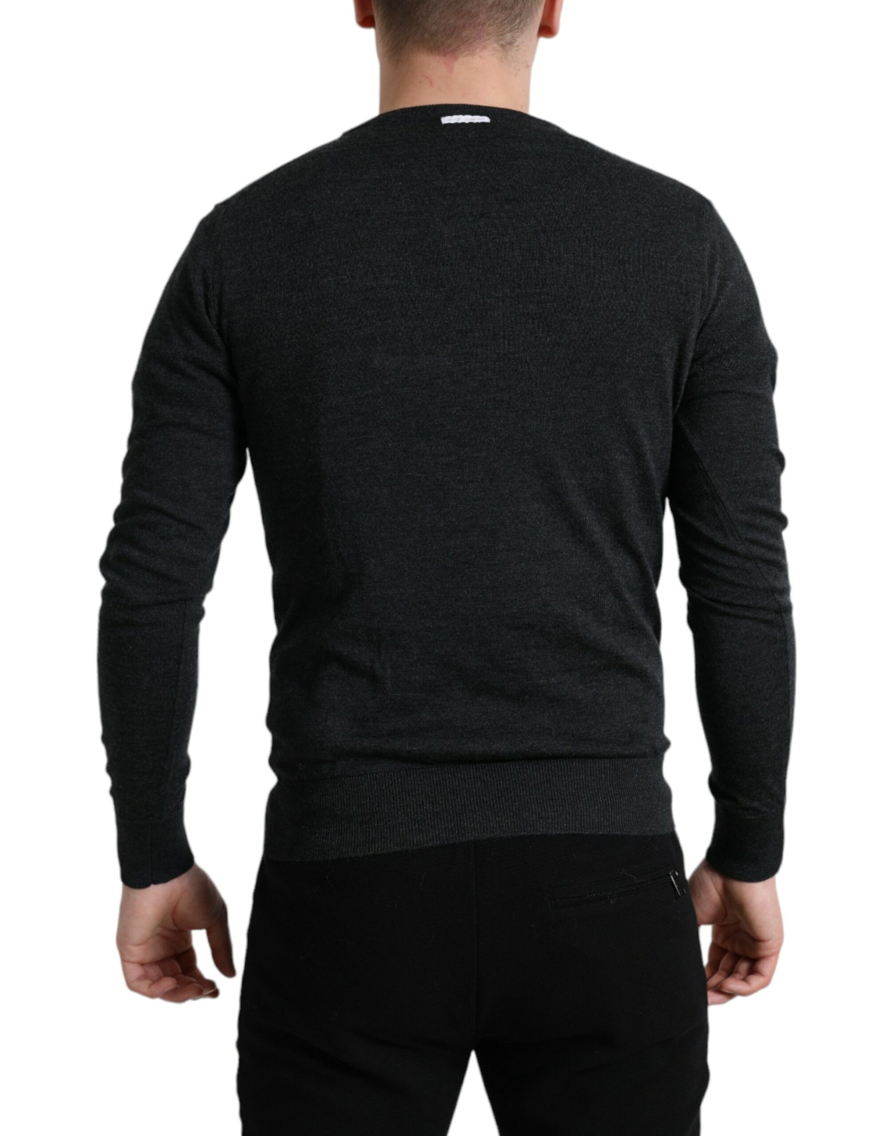 Dolce & Gabbana Gray Wool Round Neck Pullover Sweater | Regal Royce
