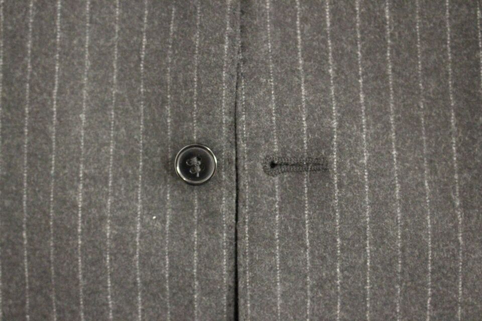 Dolce & Gabbana Gray Striped Wool Logo Vest Gilet Vests | Regal Royce