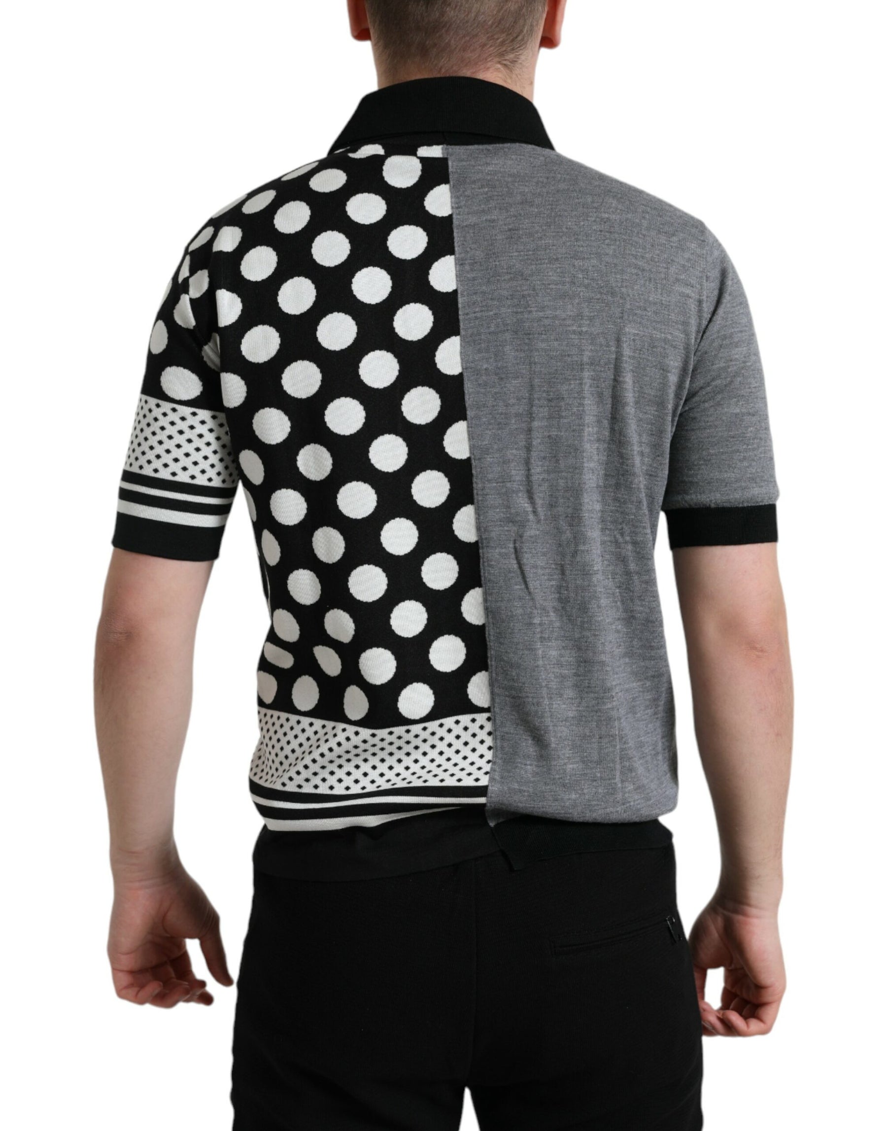 Dolce & Gabbana Black White Jumper Cardigan Polo Sweater | Regal Royce