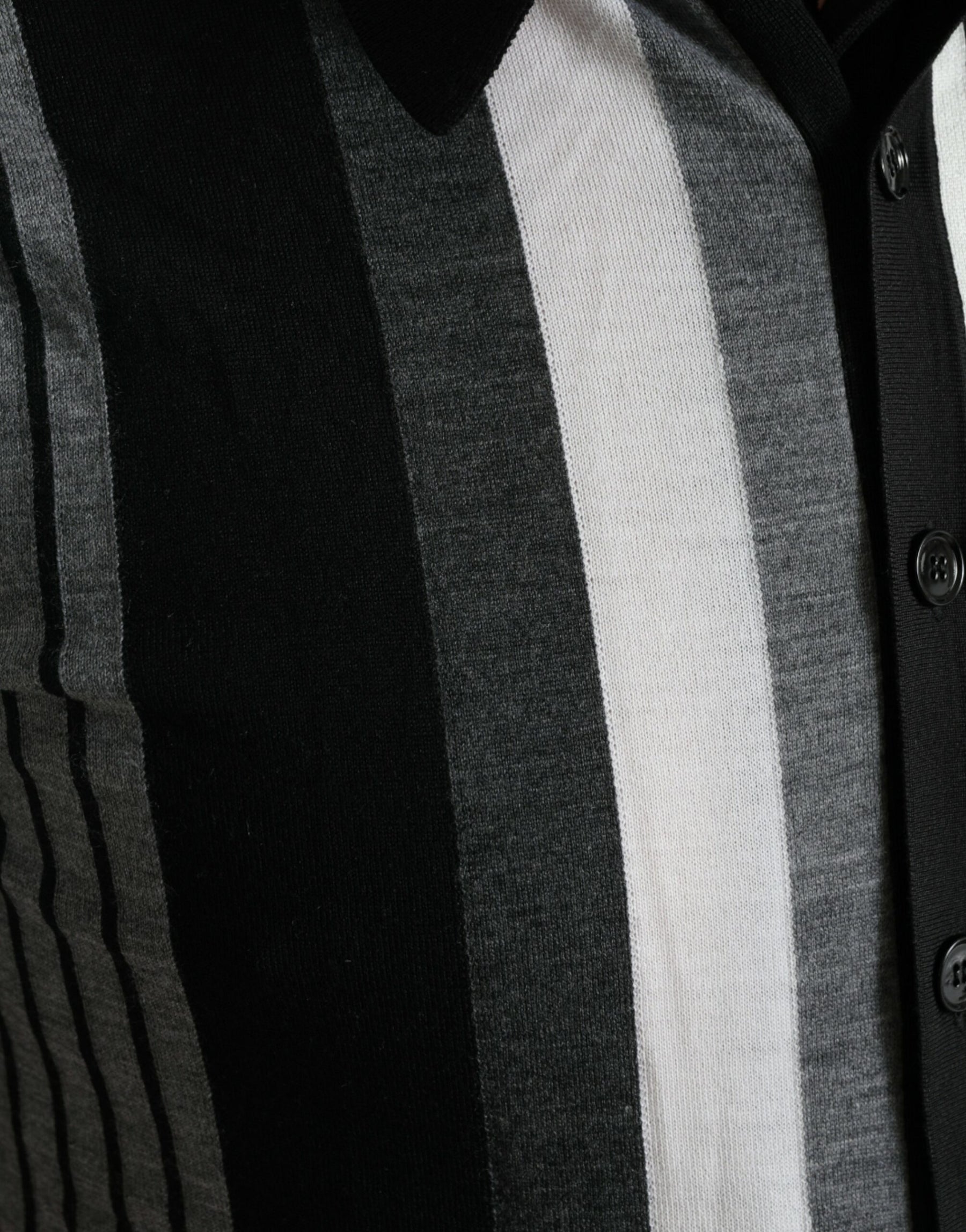 Dolce & Gabbana Black White Jumper Cardigan Polo Sweater | Regal Royce