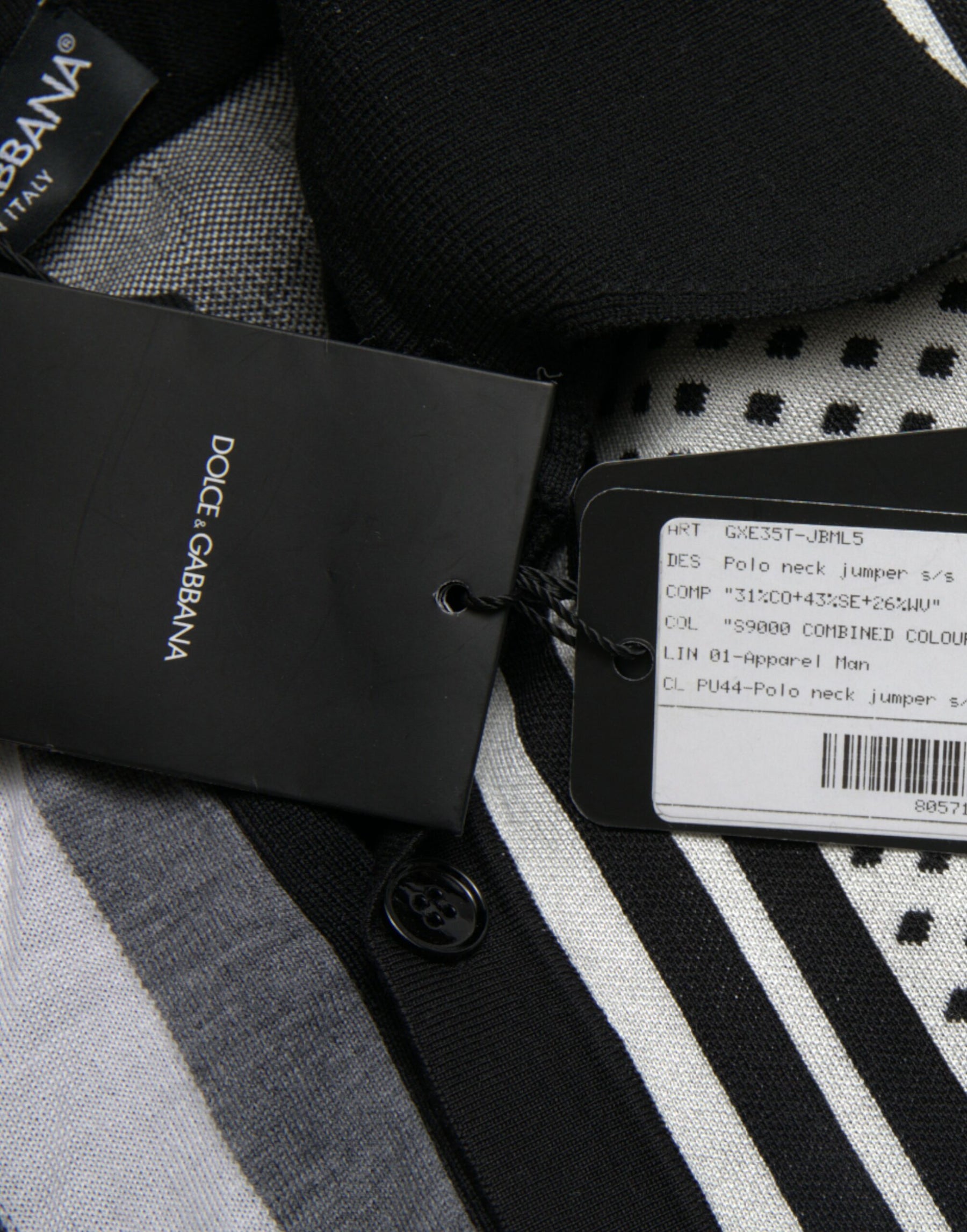 Dolce & Gabbana Black White Jumper Cardigan Polo Sweater | Regal Royce
