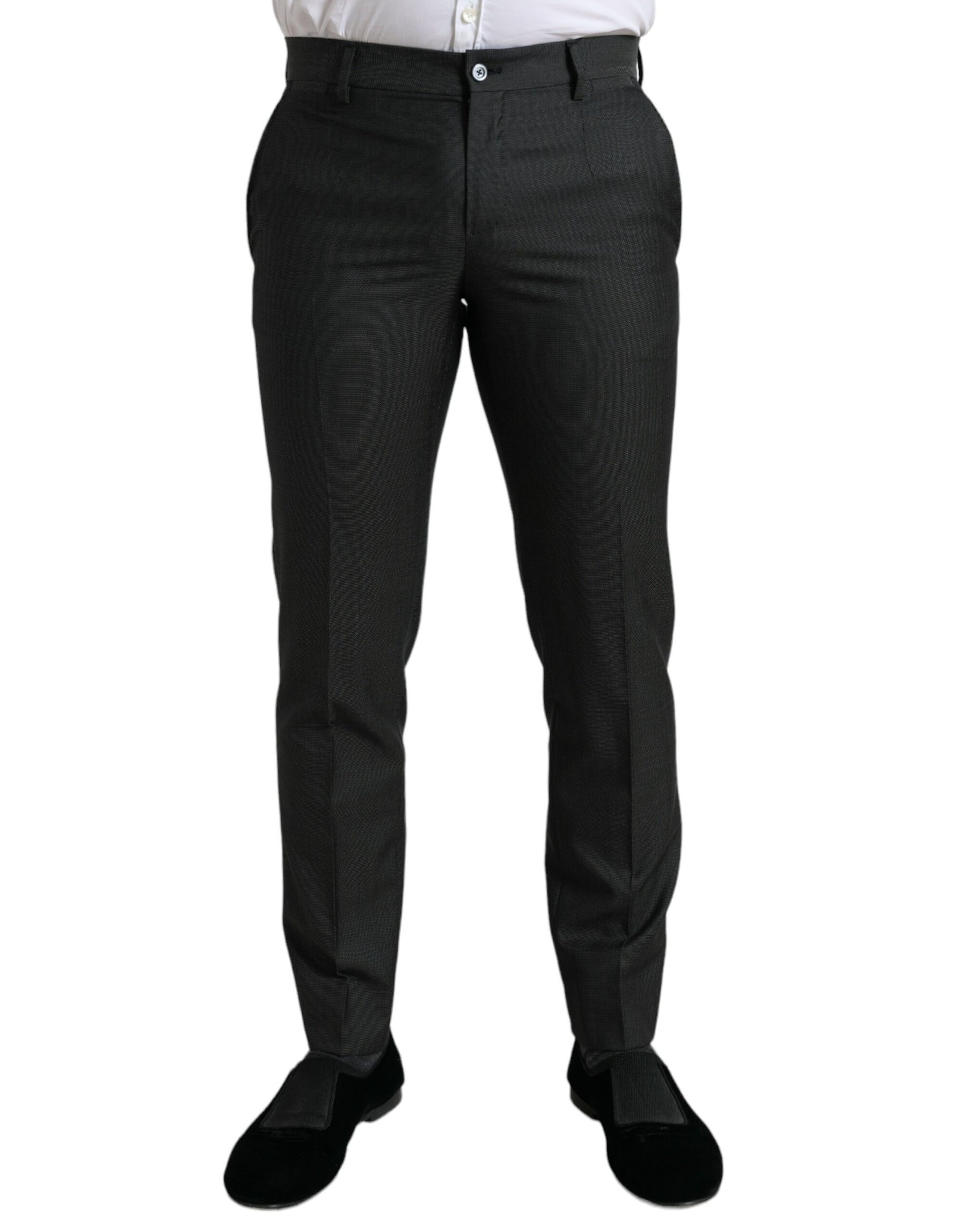 Dolce & Gabbana Dark Gray Stretch Slim Formal Pants | Regal Royce