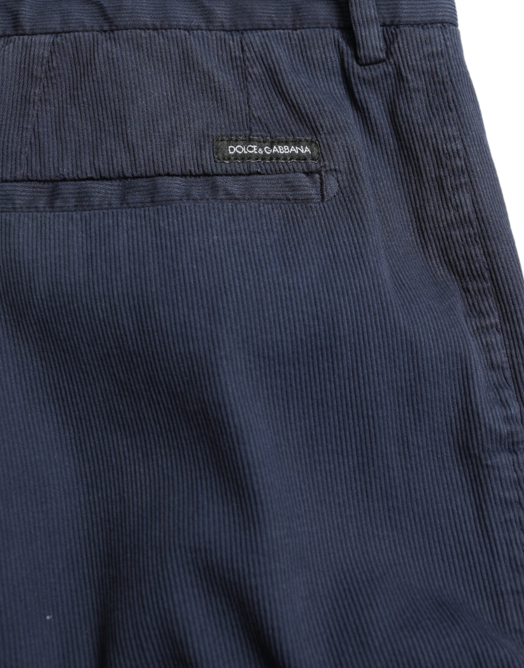 Dolce & Gabbana Dark Blue Cotton Stretch Slim Fit Dress Pants | Regal Royce