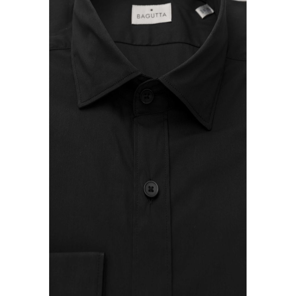 Bagutta Black Cotton Men's Slim Shirt | Regal Royce