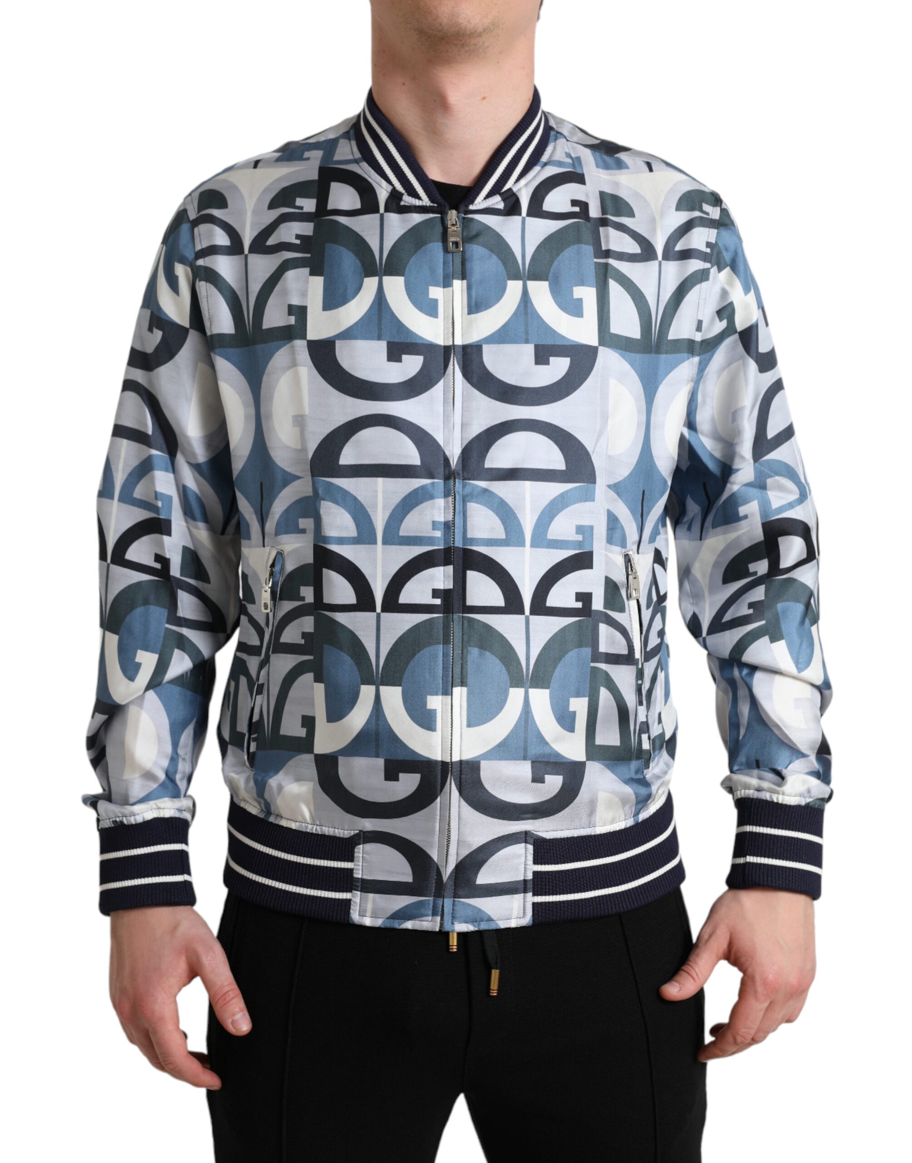 Dolce & Gabbana Multicolor Logo Print Bomber Blouson Jacket | Regal Royce