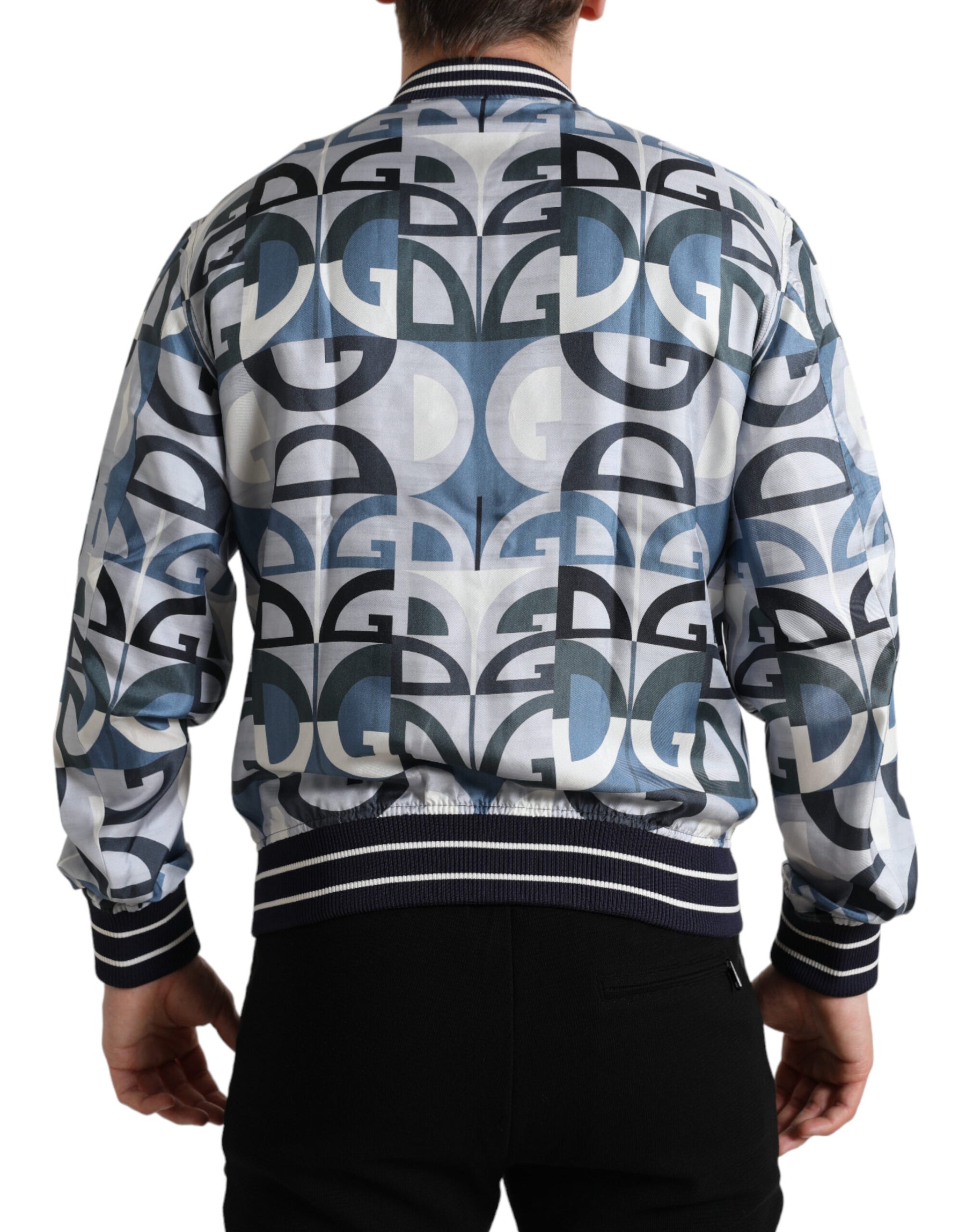 Dolce & Gabbana Multicolor Logo Print Bomber Blouson Jacket | Regal Royce