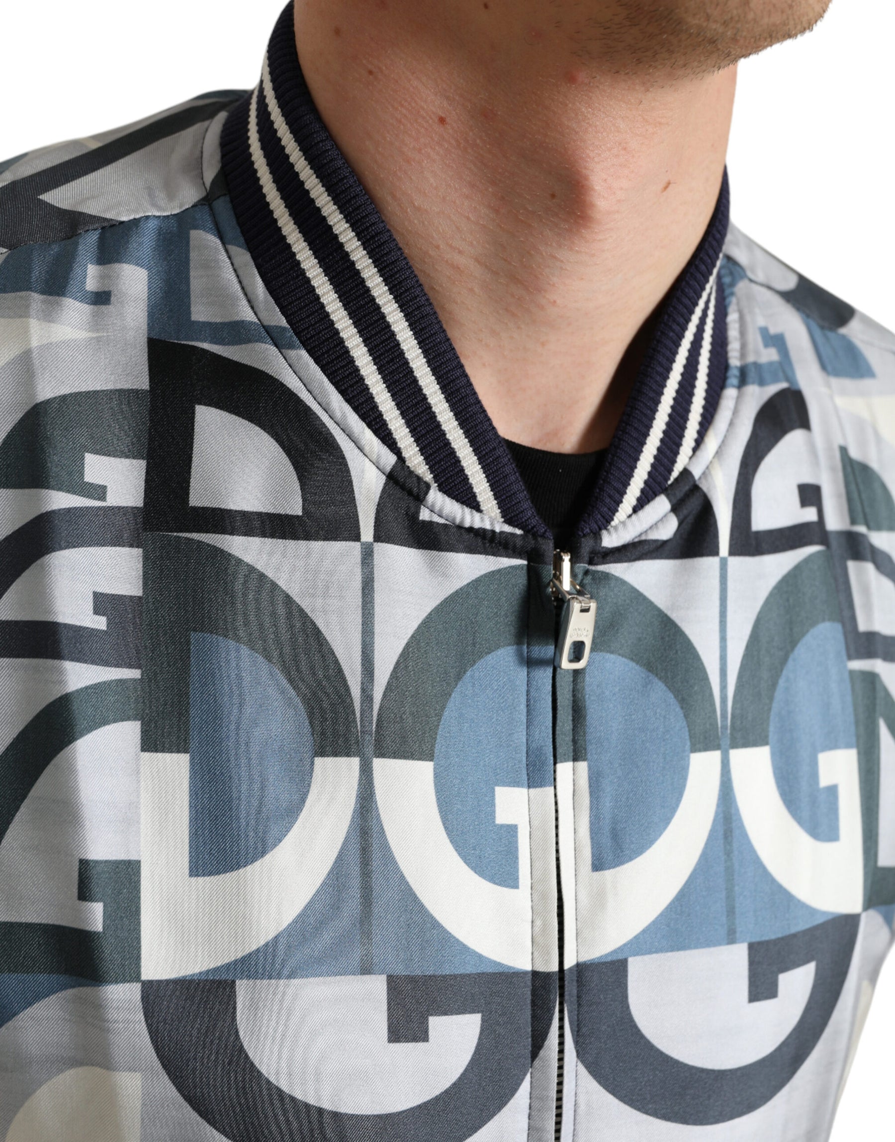 Dolce & Gabbana Multicolor Logo Print Bomber Blouson Jacket | Regal Royce