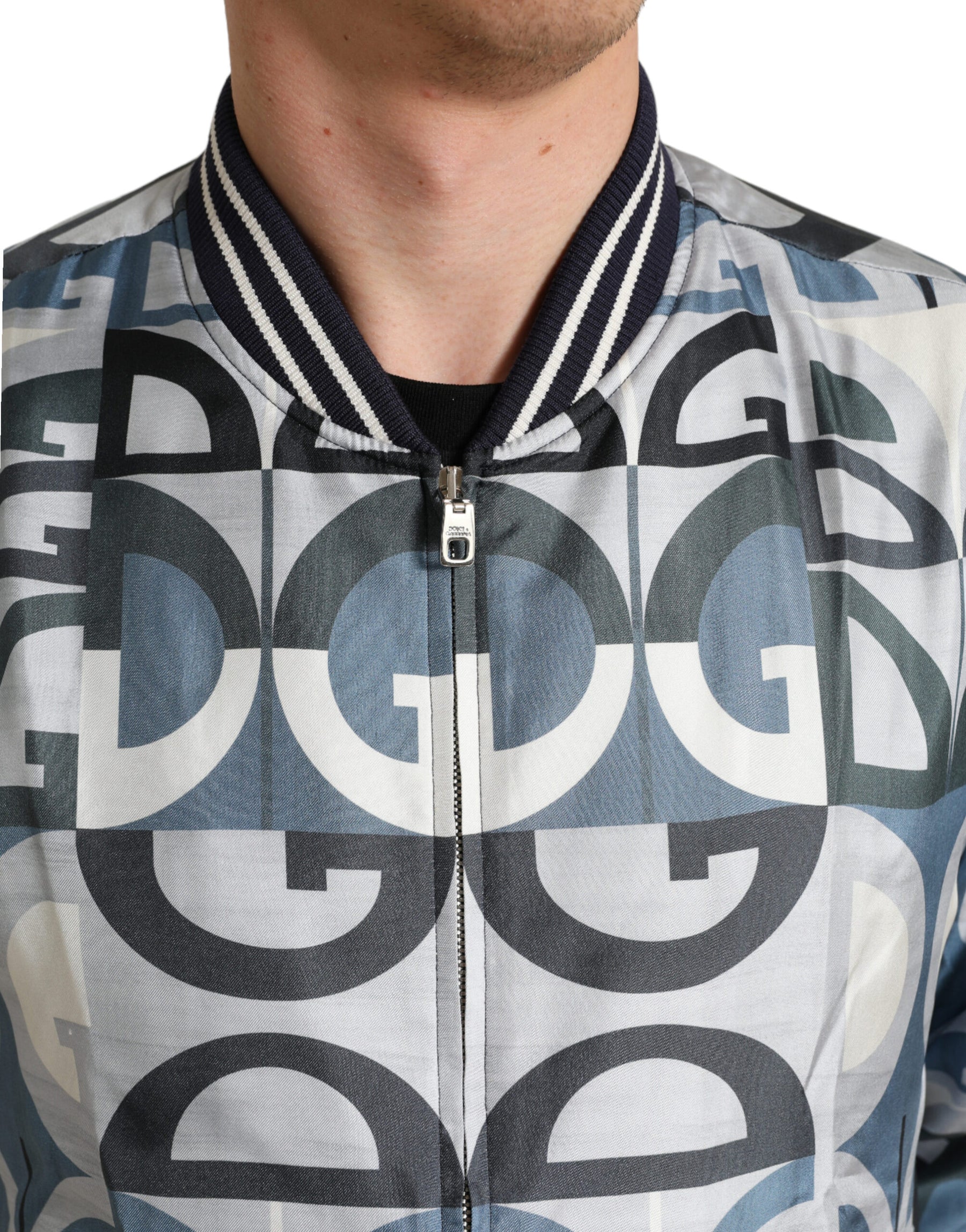 Dolce & Gabbana Multicolor Logo Print Bomber Blouson Jacket | Regal Royce