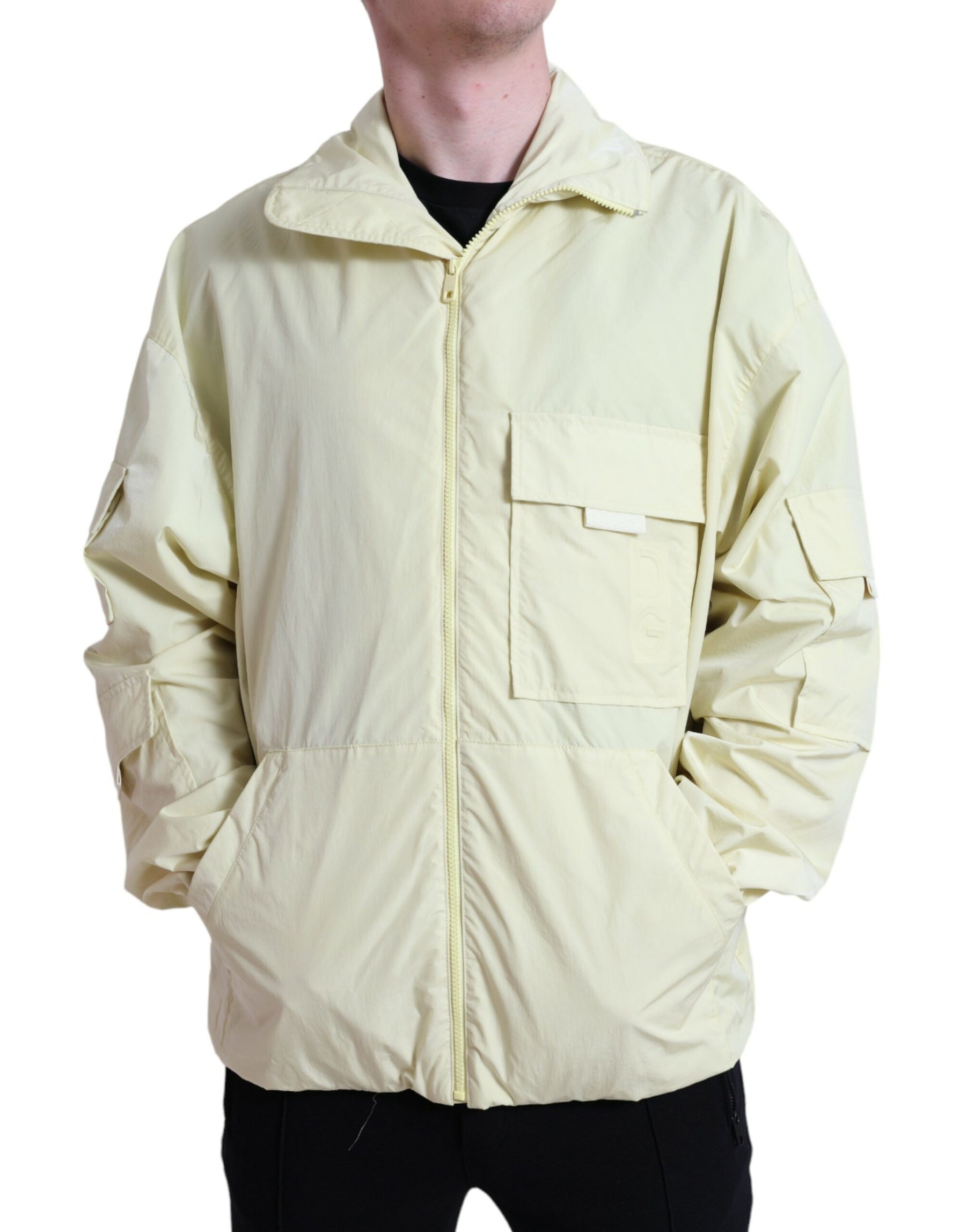 Dolce & Gabbana Yellow Nylon Collared Full Zip Parka Jacket | Regal Royce