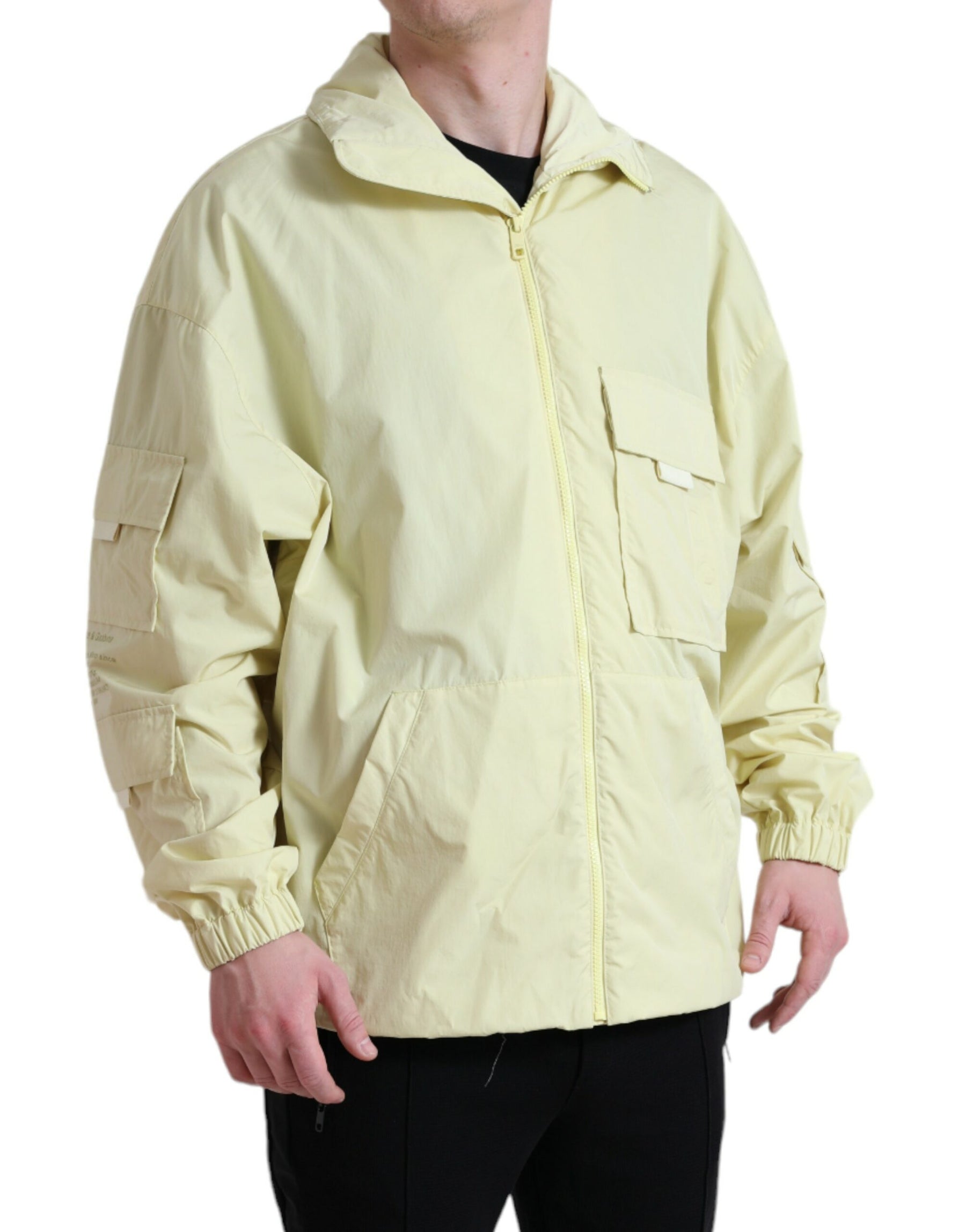 Dolce & Gabbana Yellow Nylon Collared Full Zip Parka Jacket | Regal Royce