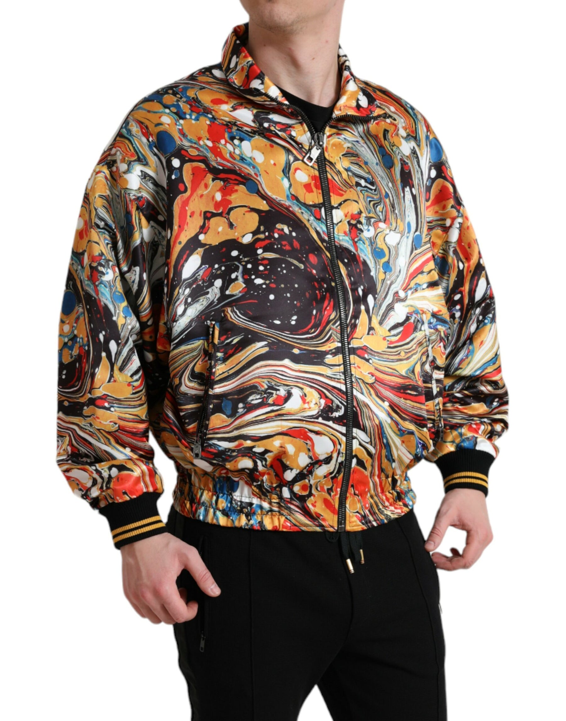 Dolce & Gabbana Multicolor Abstract Polyester Bomber Jacket | Regal Royce