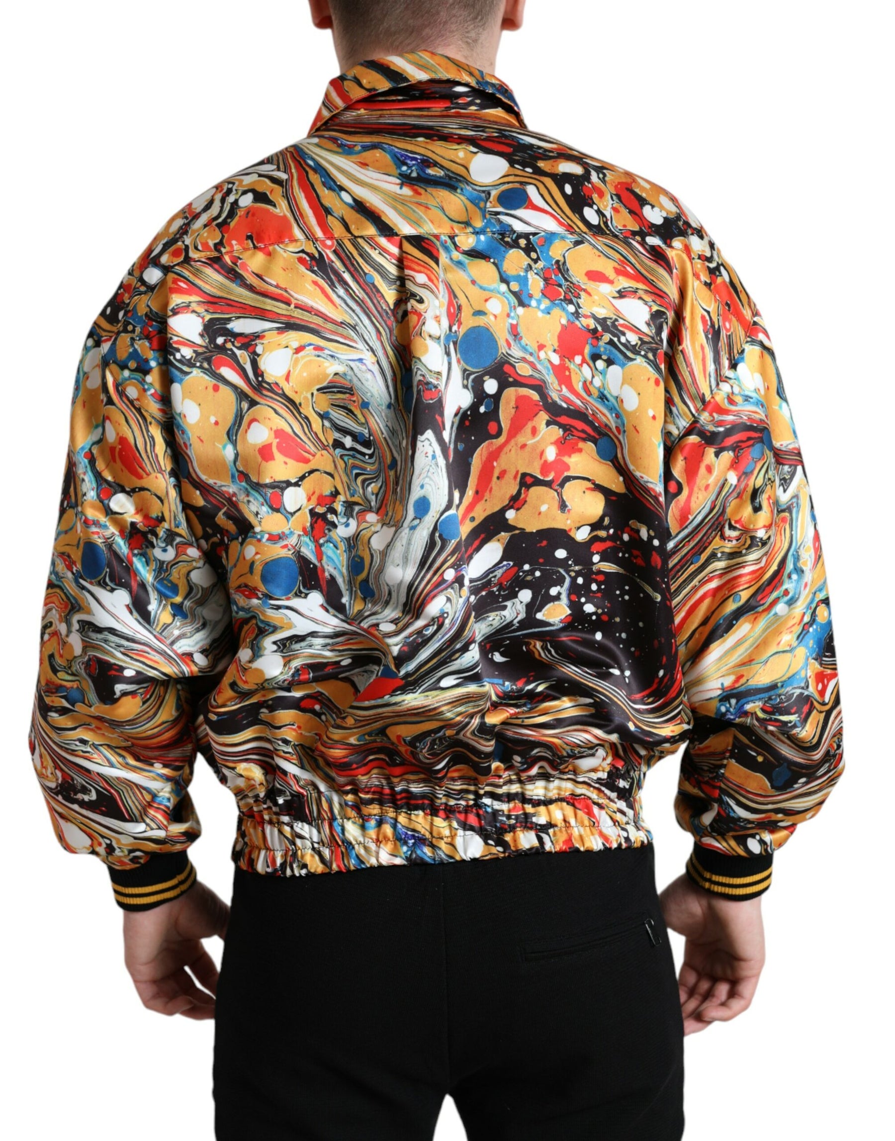 Dolce & Gabbana Multicolor Abstract Polyester Bomber Jacket | Regal Royce