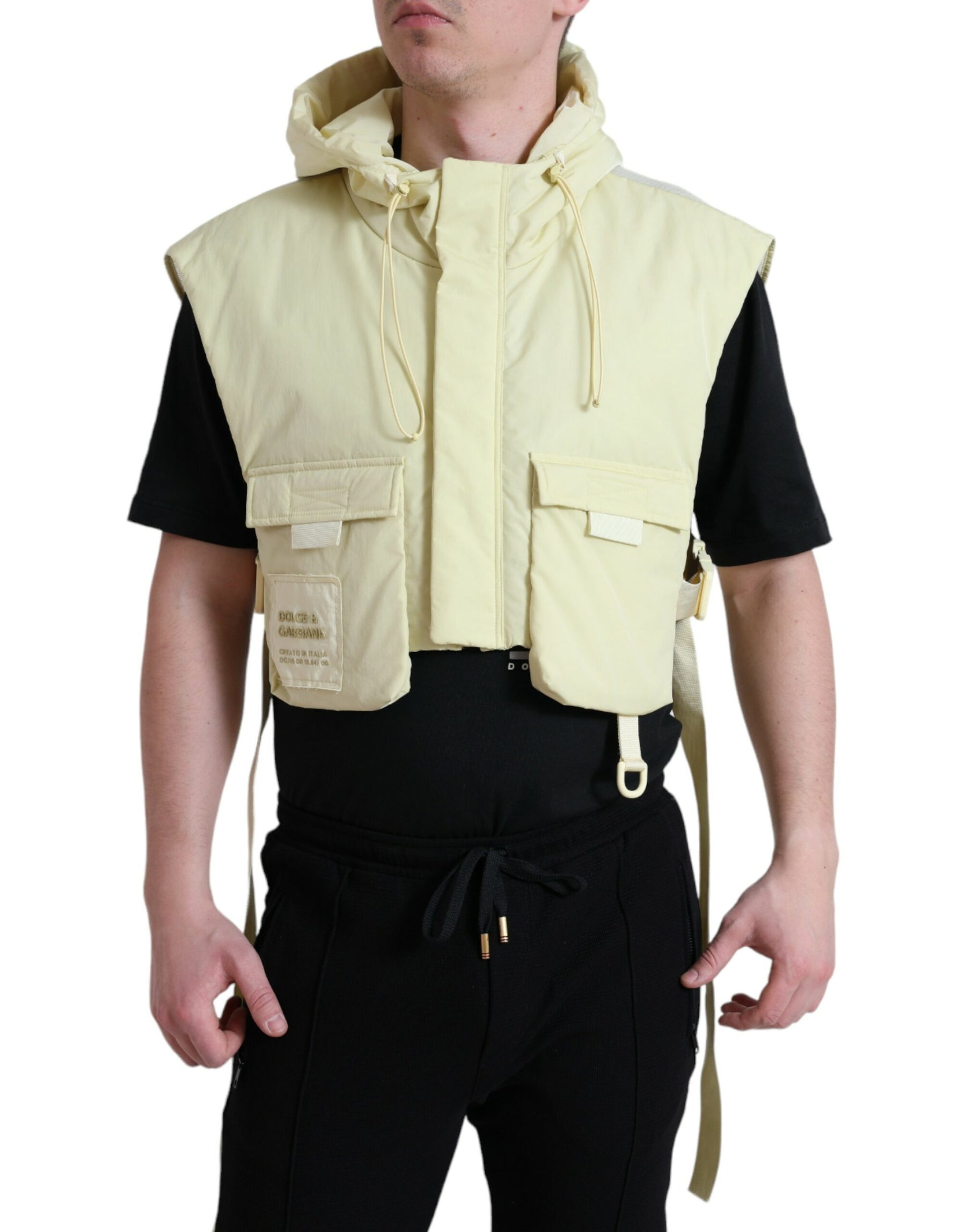 Dolce & Gabbana Yellow Nylon Hooded Sportswear Vest Jacket | Regal Royce