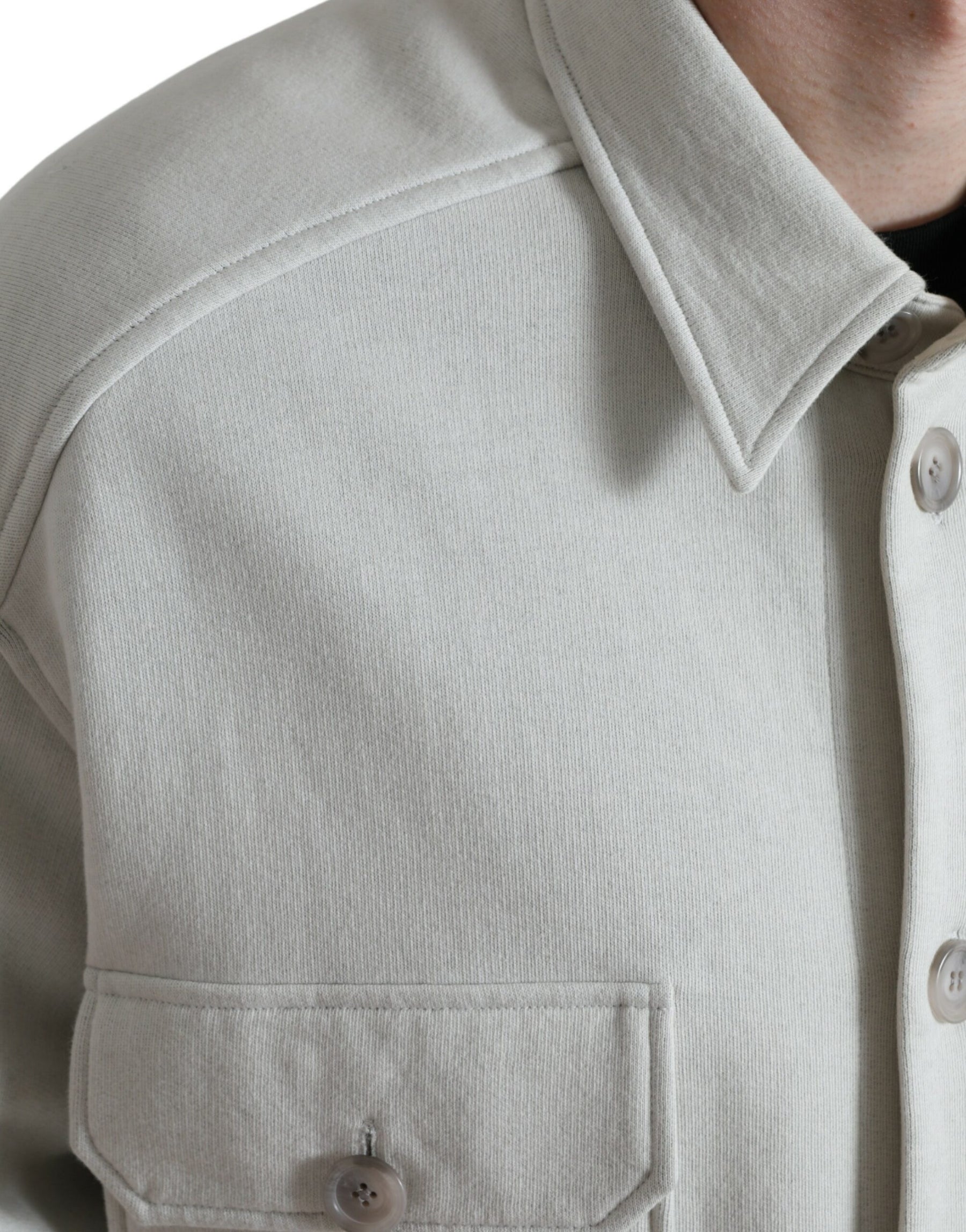 Dolce & Gabbana Grey Cotton Button Down Collared Coat Jacket | Regal Royce