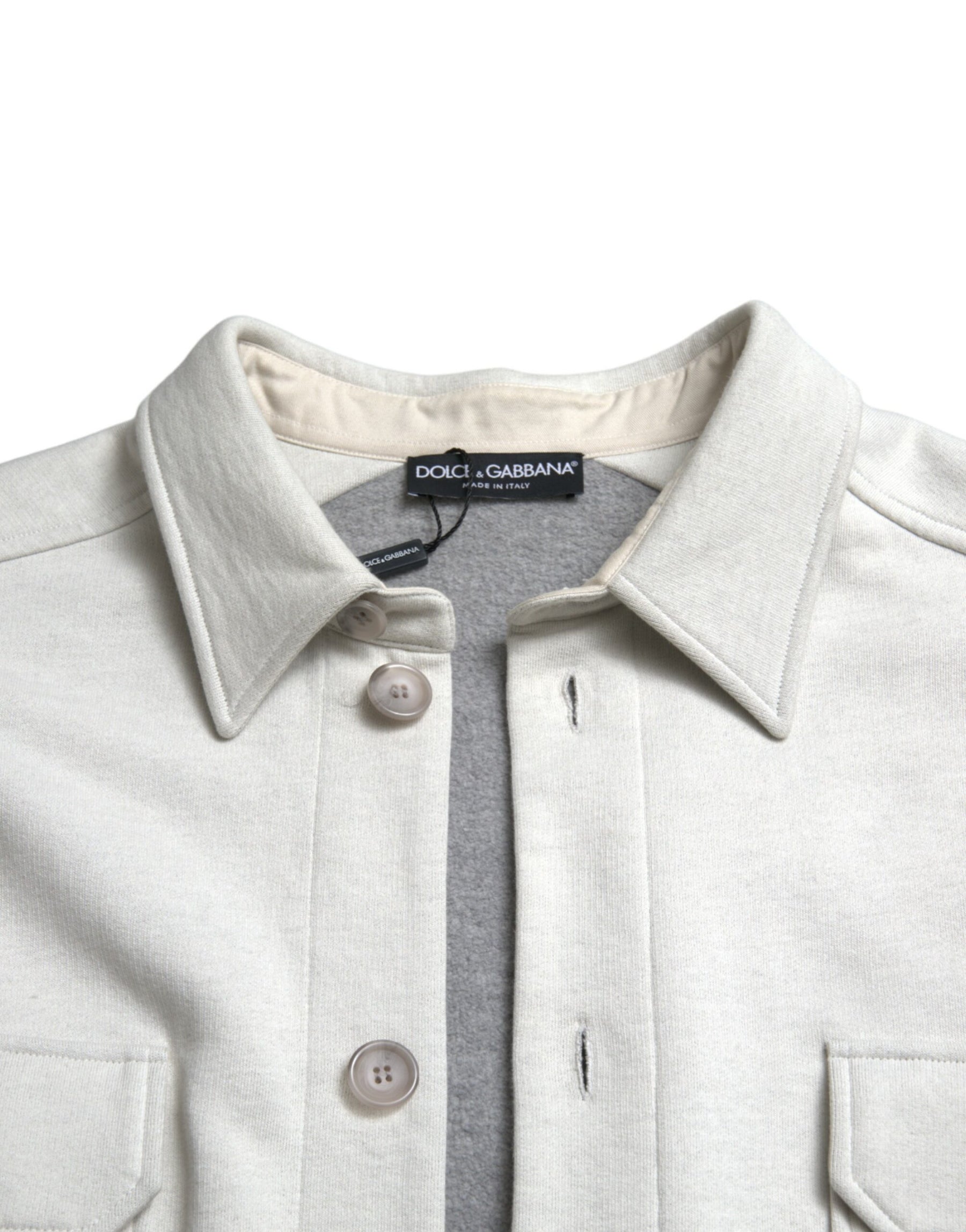 Dolce & Gabbana Grey Cotton Button Down Collared Coat Jacket | Regal Royce