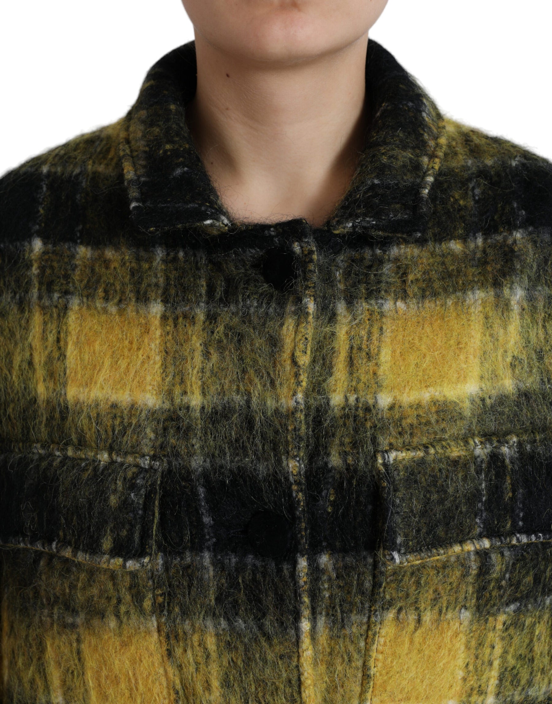 Dolce & Gabbana Yellow Plaid Long Sleeve Casual Coat Jacket | Regal Royce