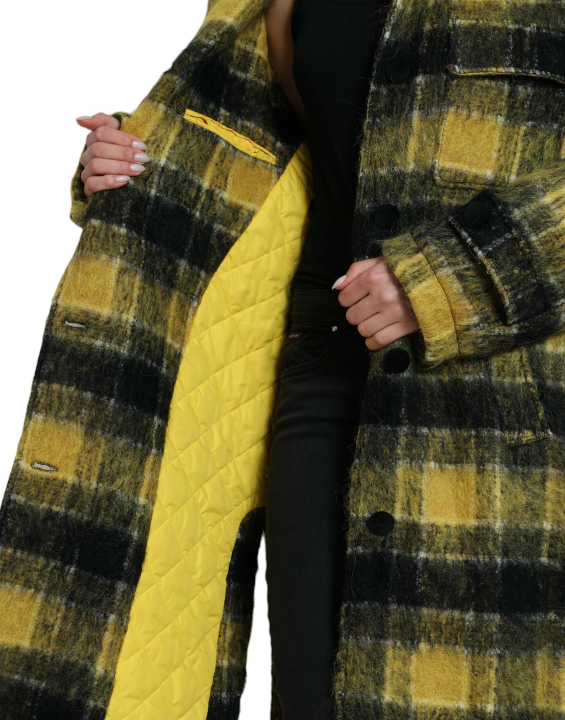Dolce & Gabbana Yellow Plaid Long Sleeve Casual Coat Jacket | Regal Royce