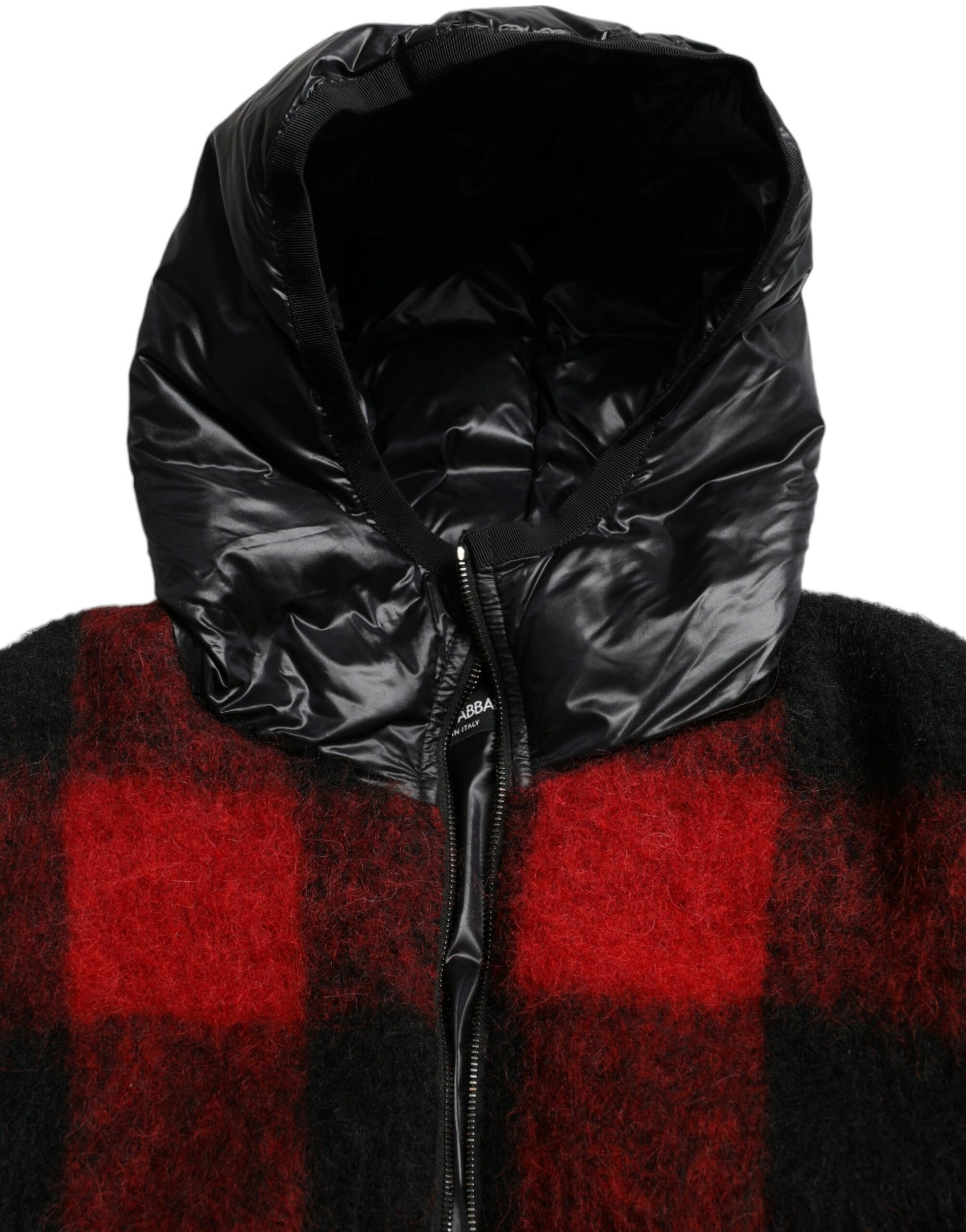 Dolce & Gabbana Black Red Buffalo Check Hooded Poncho Jacket | Regal Royce