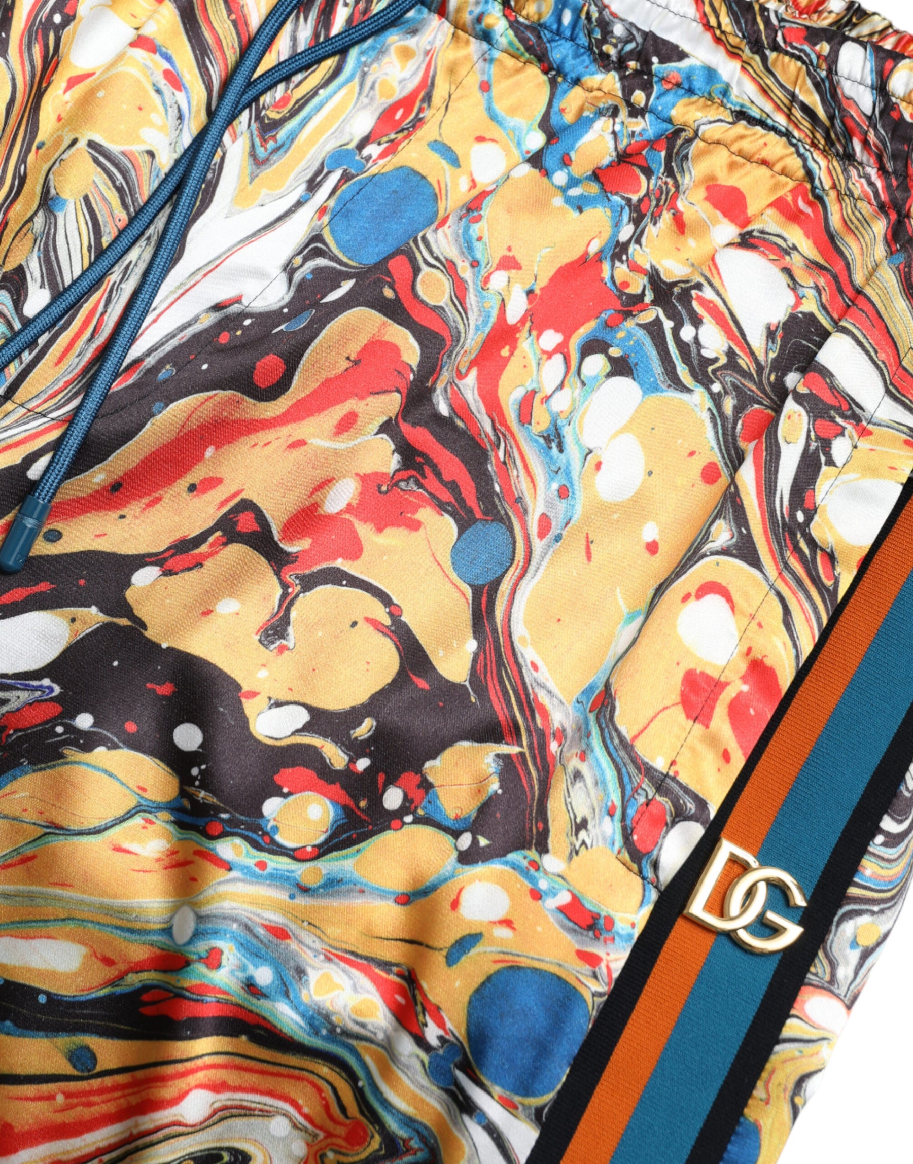 Dolce & Gabbana Multicolor Marble Print Satin Pants | Regal Royce