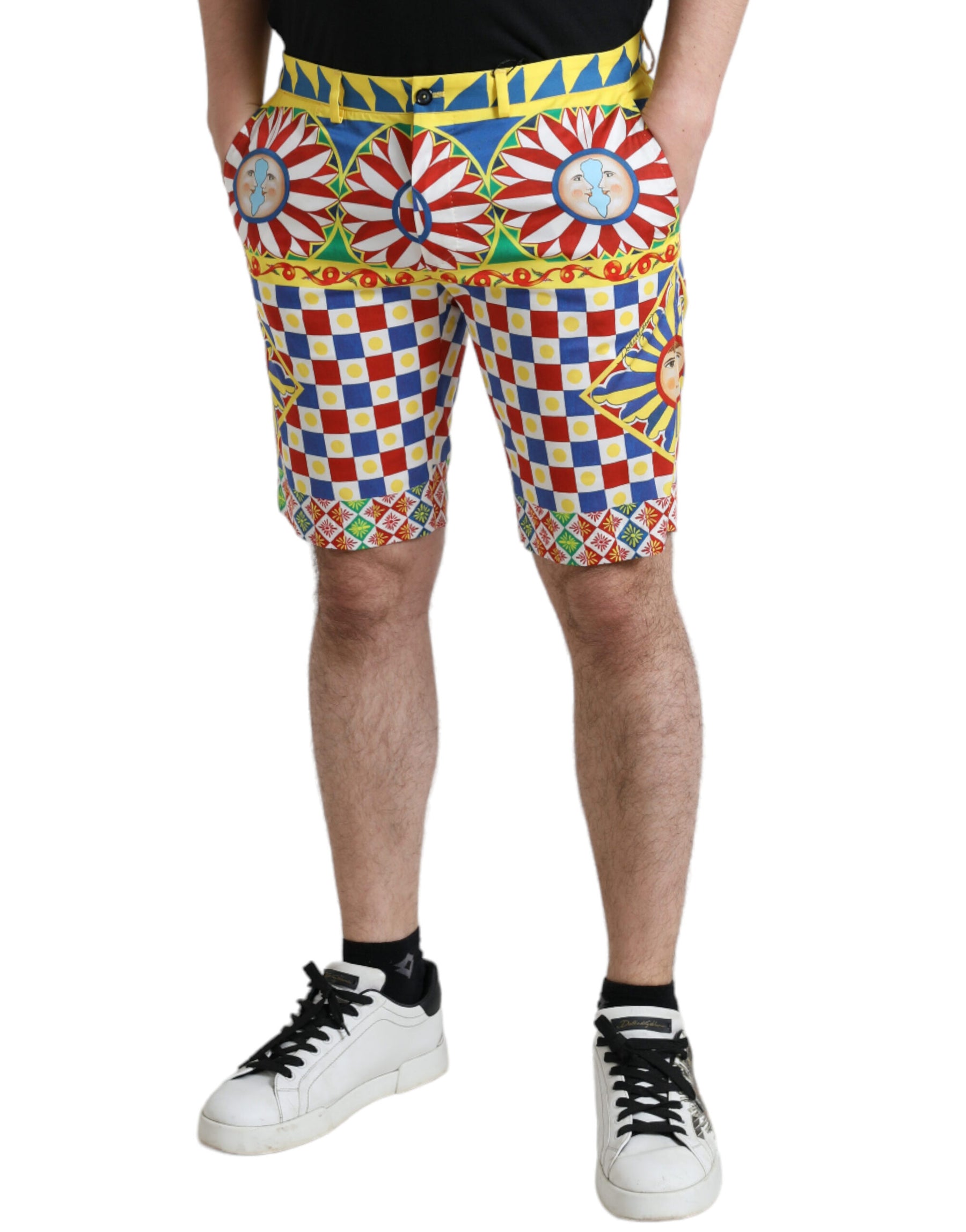 Dolce & Gabbana Multicolor Carretto Print Men Bermuda Shorts | Regal Royce