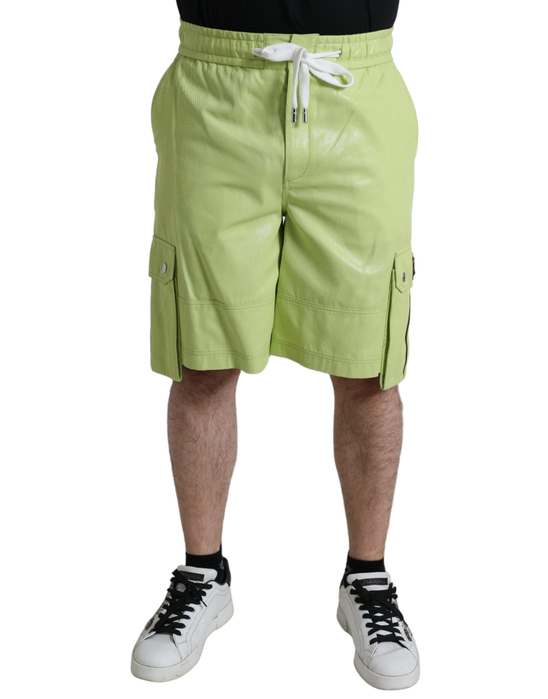 Dolce & Gabbana Light Green Cotton Men Cargo Bermuda Shorts | Regal Royce