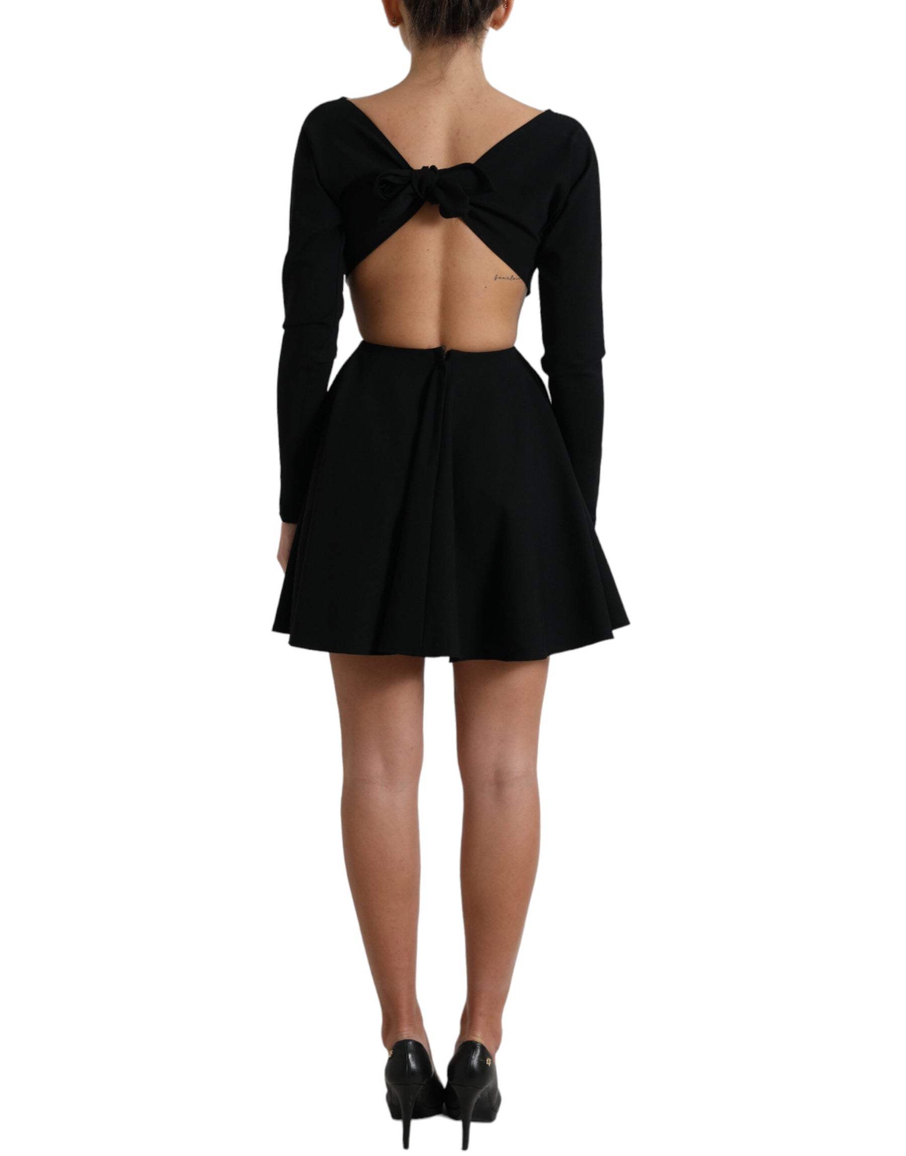 Dolce & Gabbana Black Viscose Cut Out A-line Long Sleeves Mini Dress | Regal Royce
