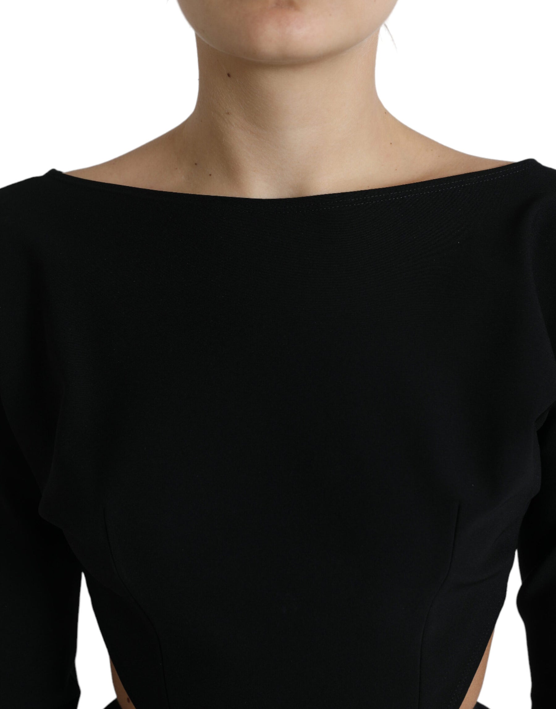 Dolce & Gabbana Black Viscose Cut Out A-line Long Sleeves Mini Dress | Regal Royce