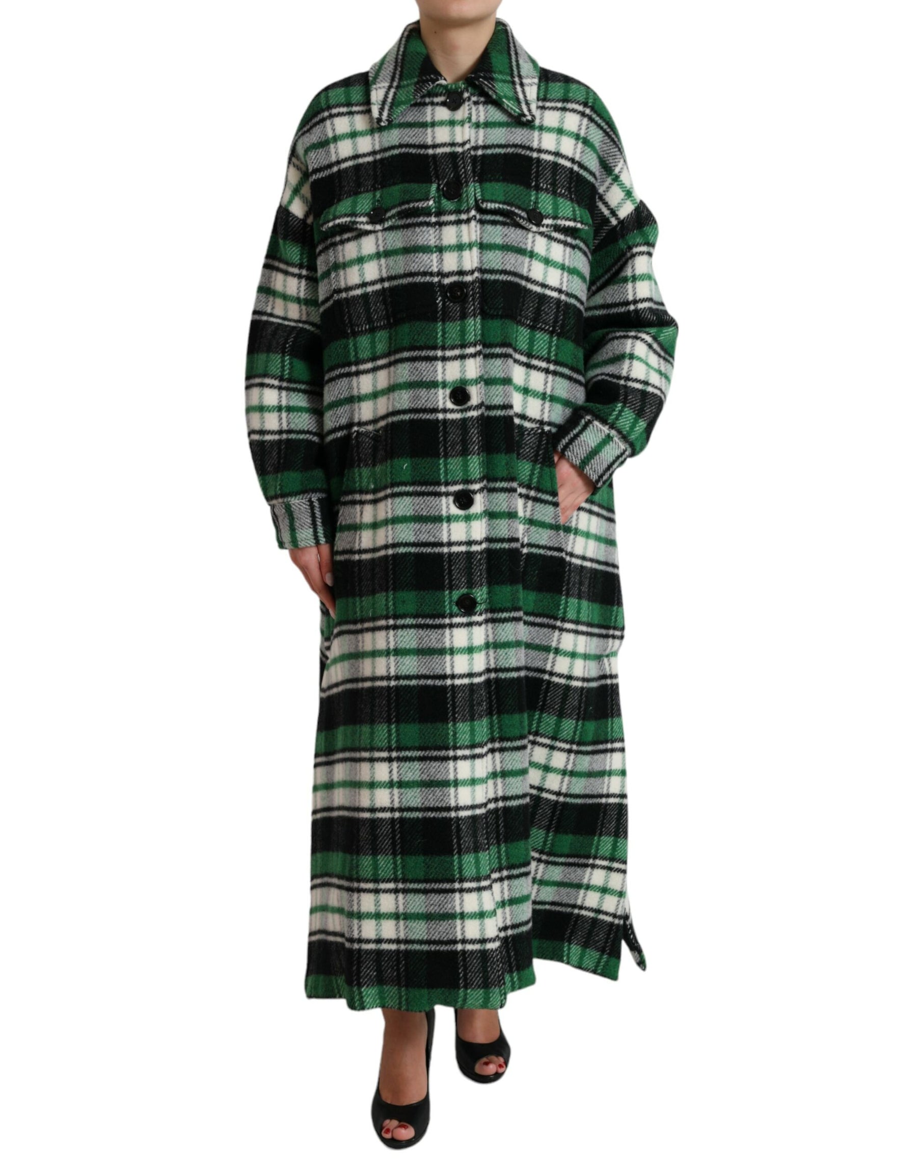 Dolce & Gabbana Green Plaid Long Sleeve Casual Coat Jacket | Regal Royce