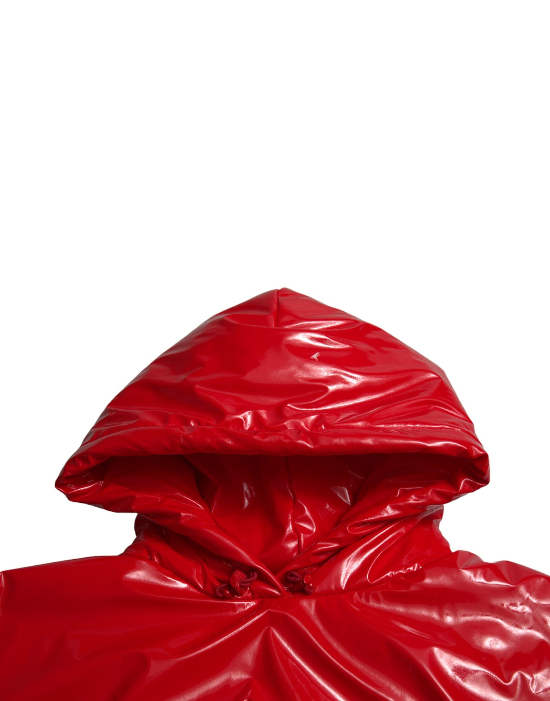 Dolce & Gabbana Shiny Red Hooded Cropped Short Coat Jacket | Regal Royce