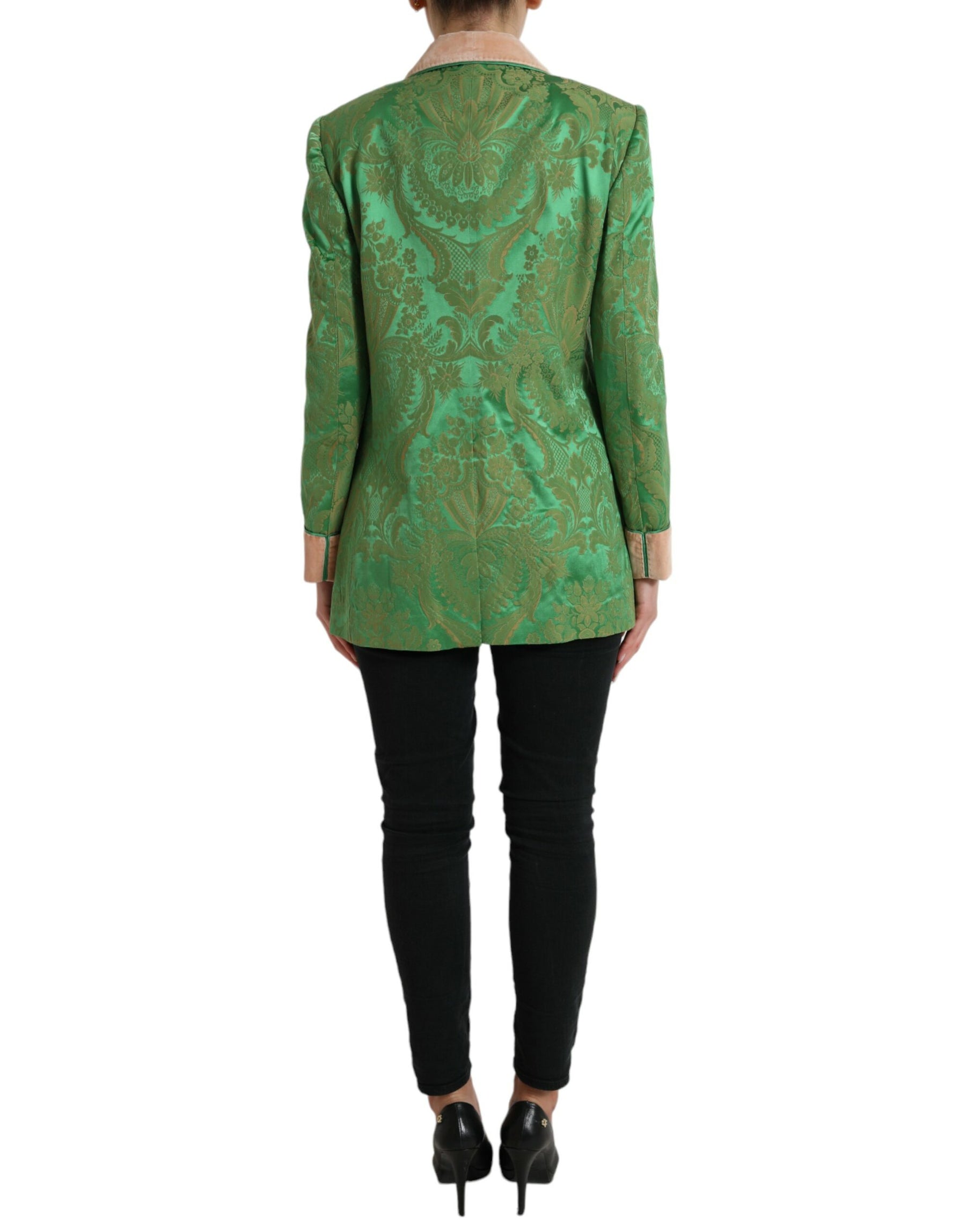 Dolce & Gabbana Green Floral Double Breasted Coat Jacket | Regal Royce