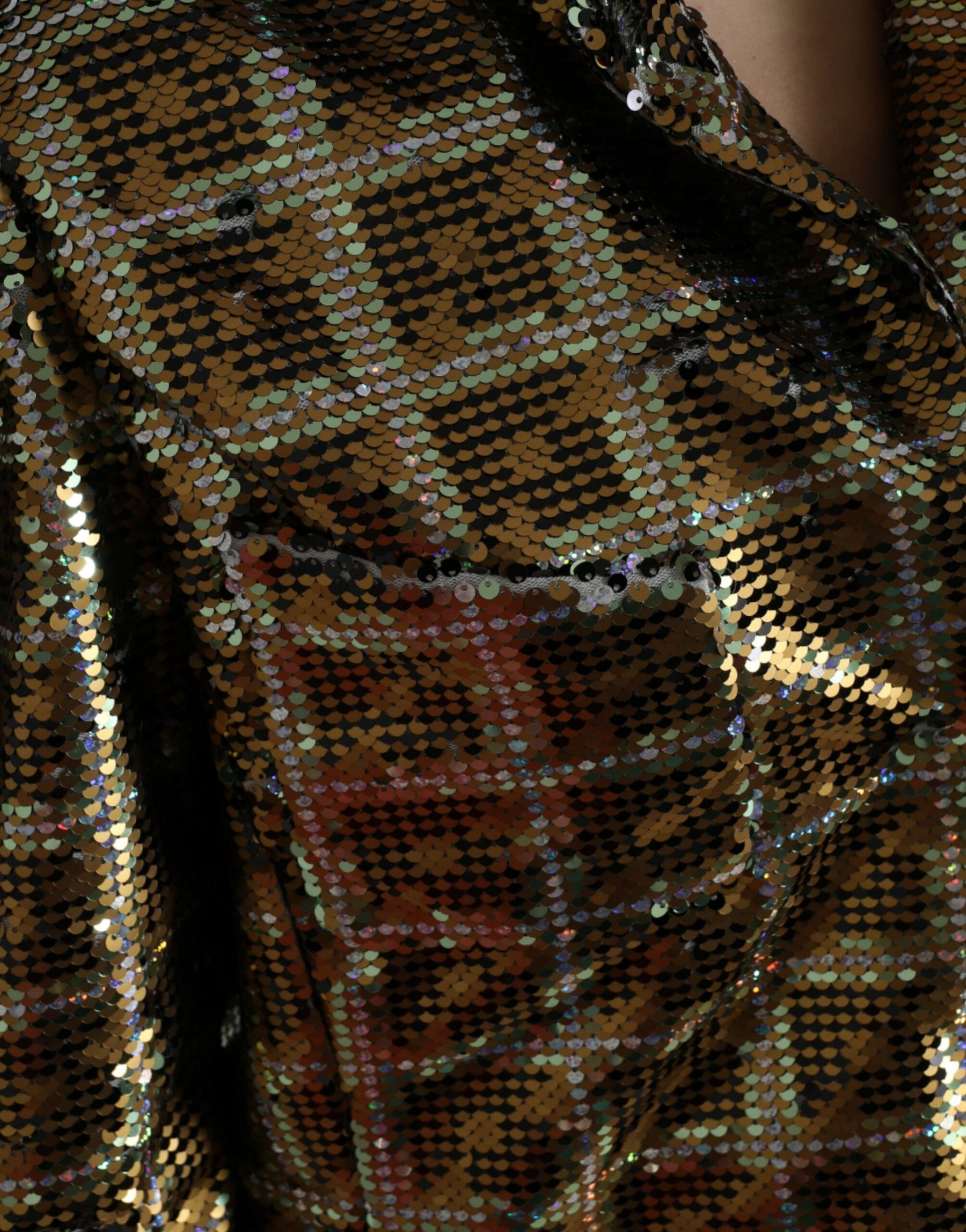 Dolce & Gabbana Multicolor Polyester Sequined Cropped Jacket | Regal Royce