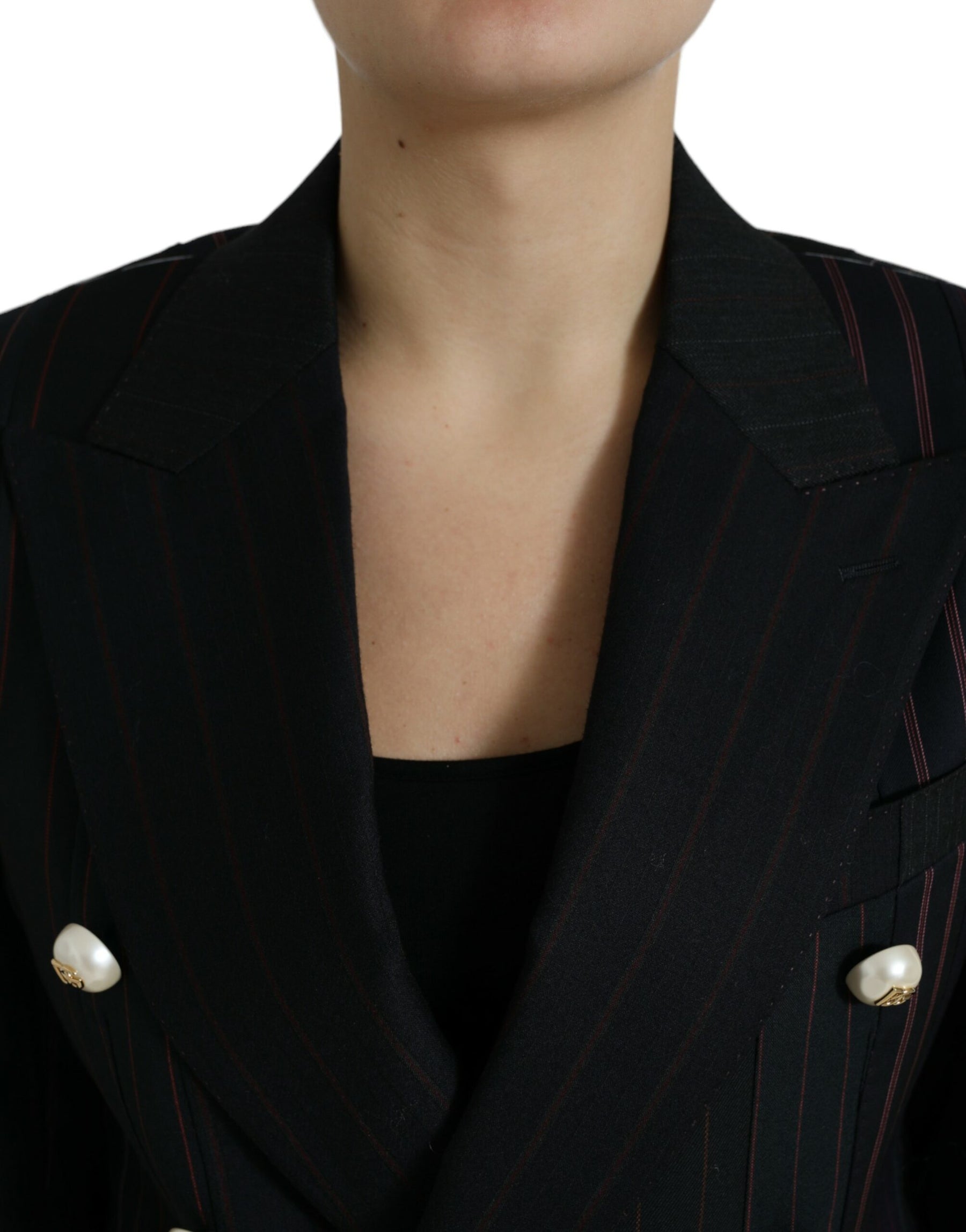 Dolce & Gabbana Black Striped SICILIA Double Breasted Jacket | Regal Royce
