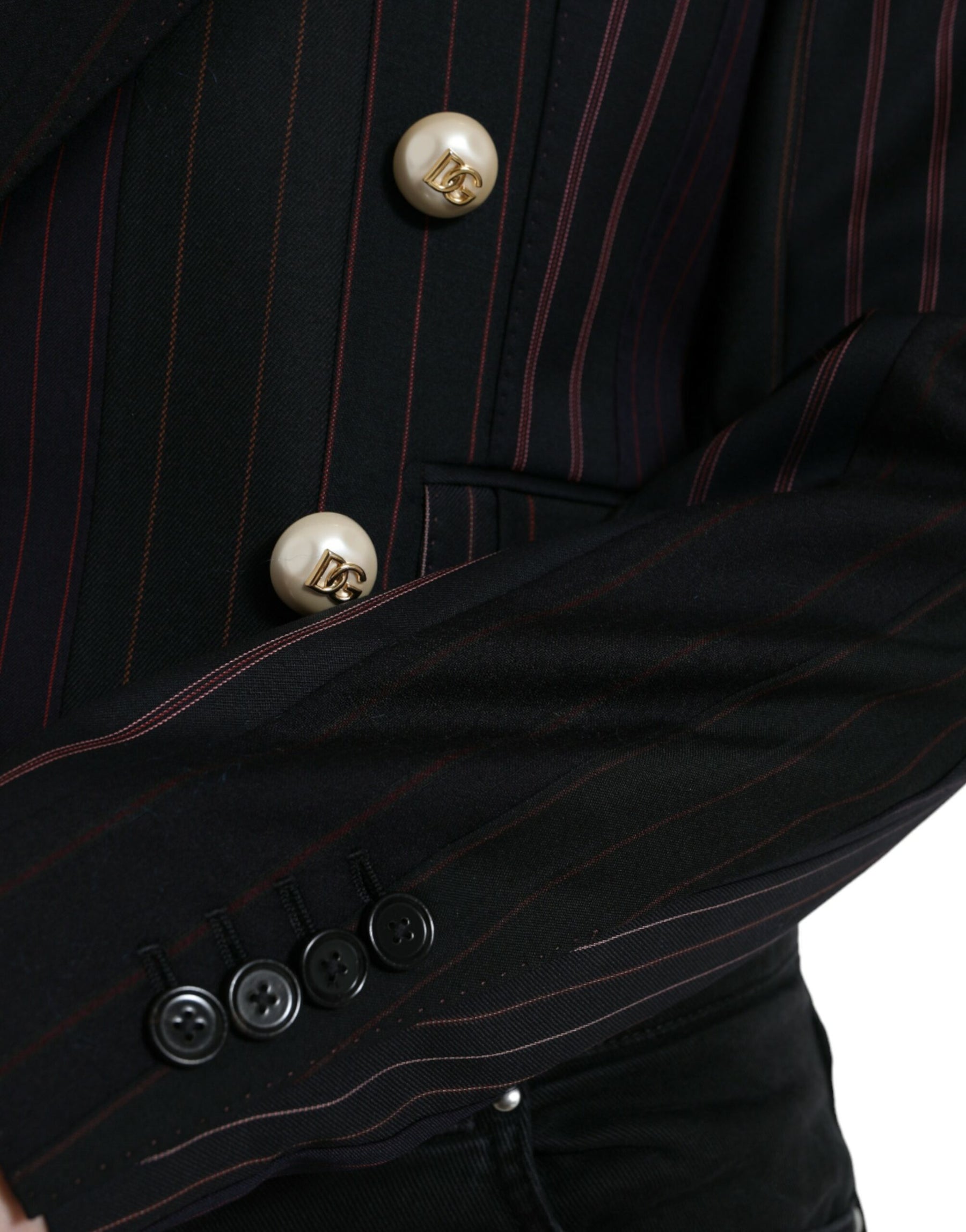 Dolce & Gabbana Black Striped SICILIA Double Breasted Jacket | Regal Royce