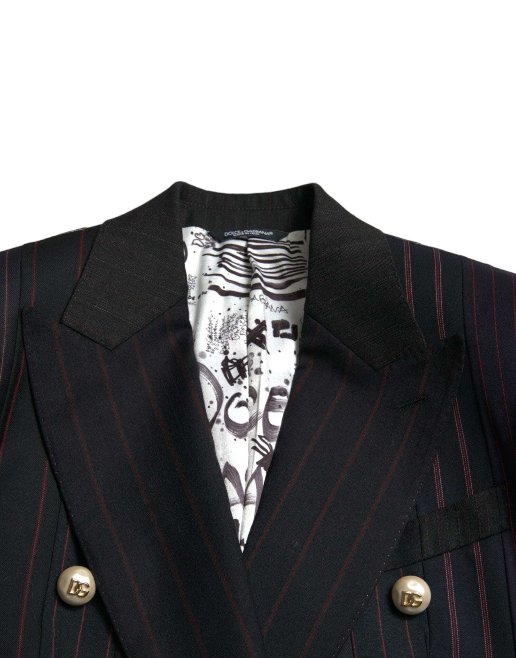 Dolce & Gabbana Black Striped SICILIA Double Breasted Jacket | Regal Royce