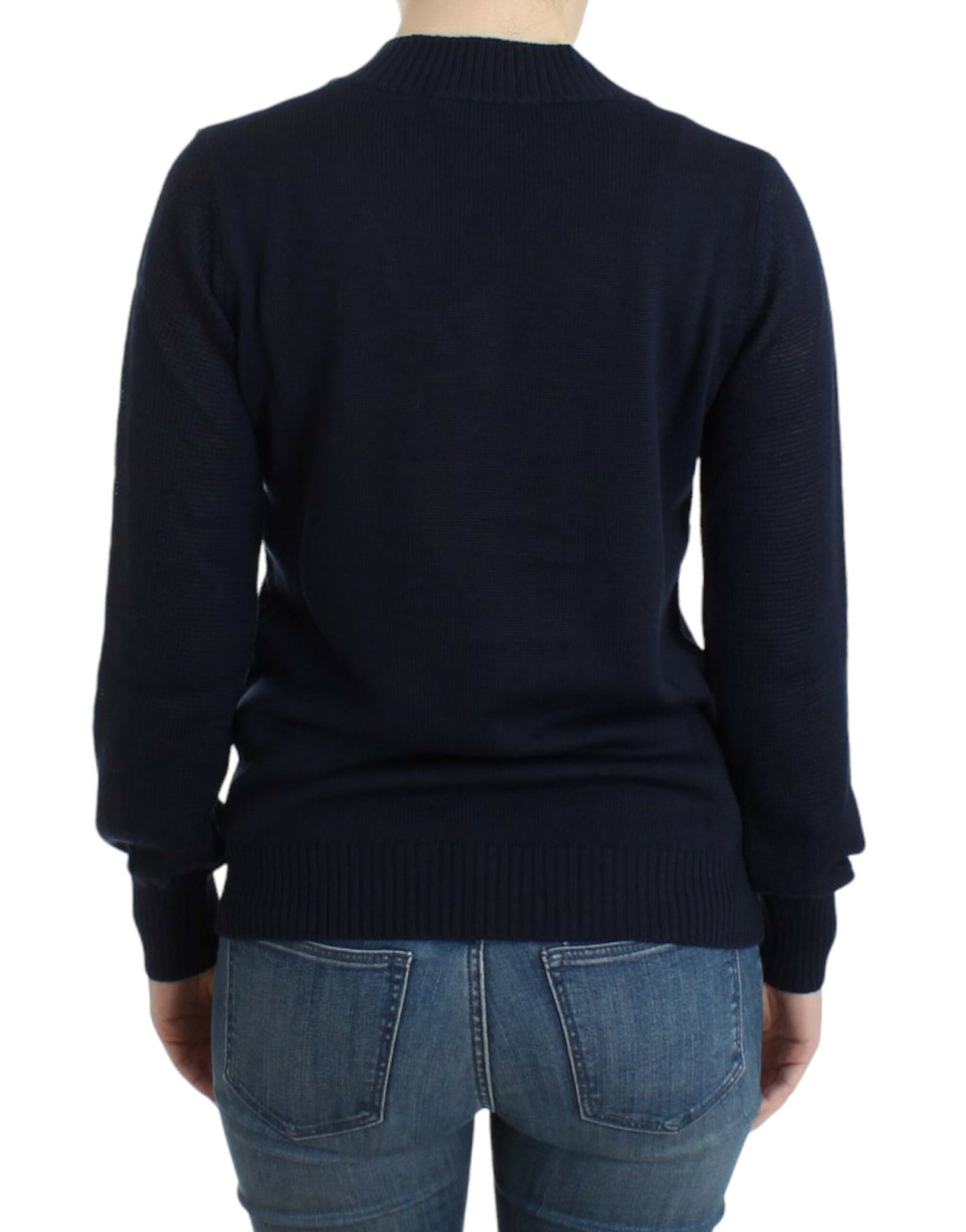 Costume National Dark blue V-neck wool sweater | Regal Royce