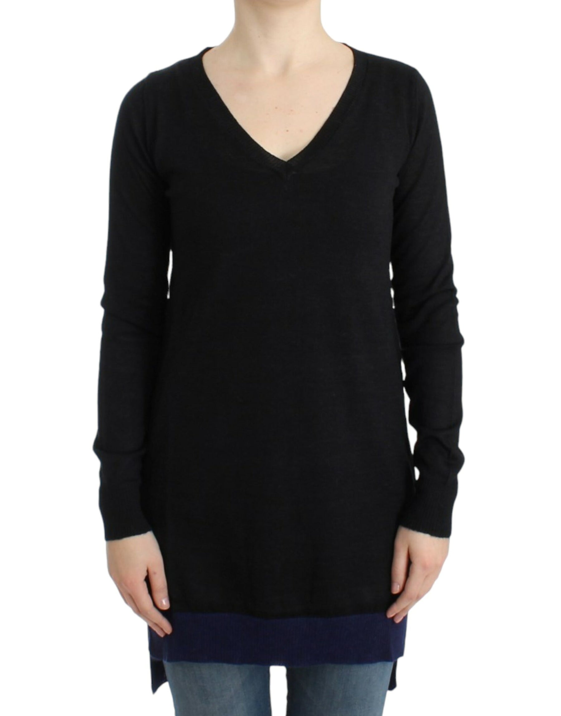 Costume National Black V-neck lightweight sweater | Regal Royce
