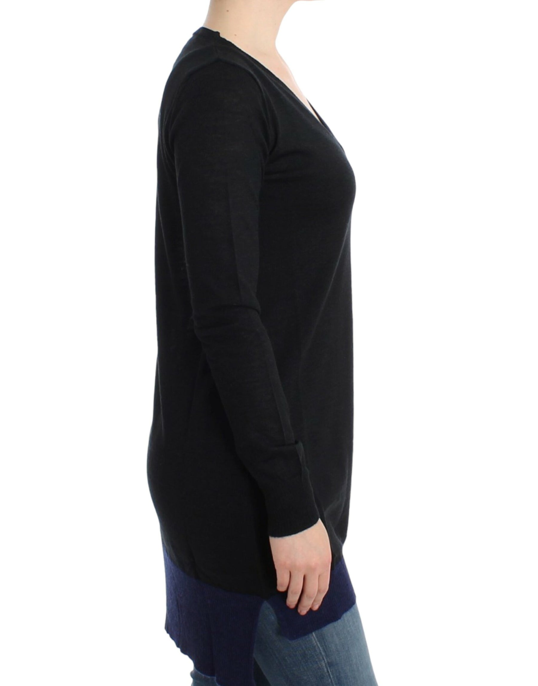 Costume National Black V-neck lightweight sweater | Regal Royce