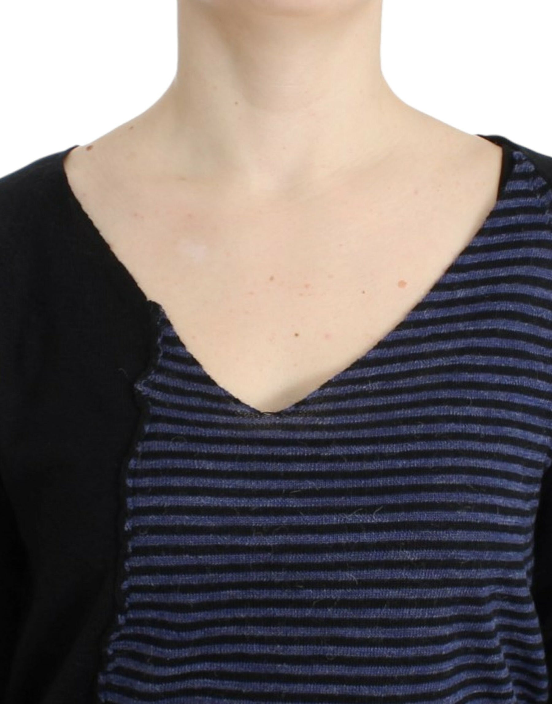 Costume National Black striped V-neck sweater | Regal Royce