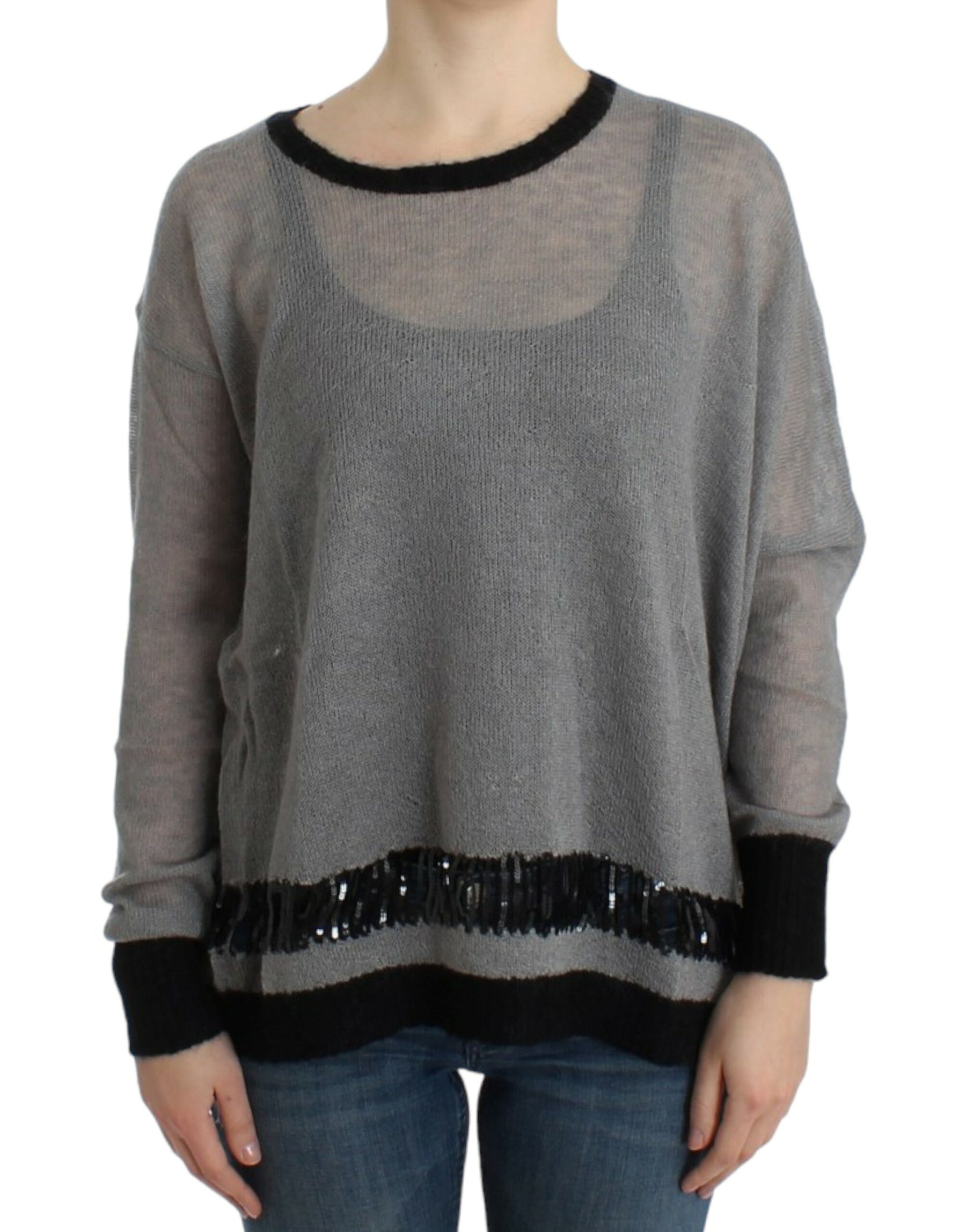 Costume National Gray embellished asymmetric sweater | Regal Royce