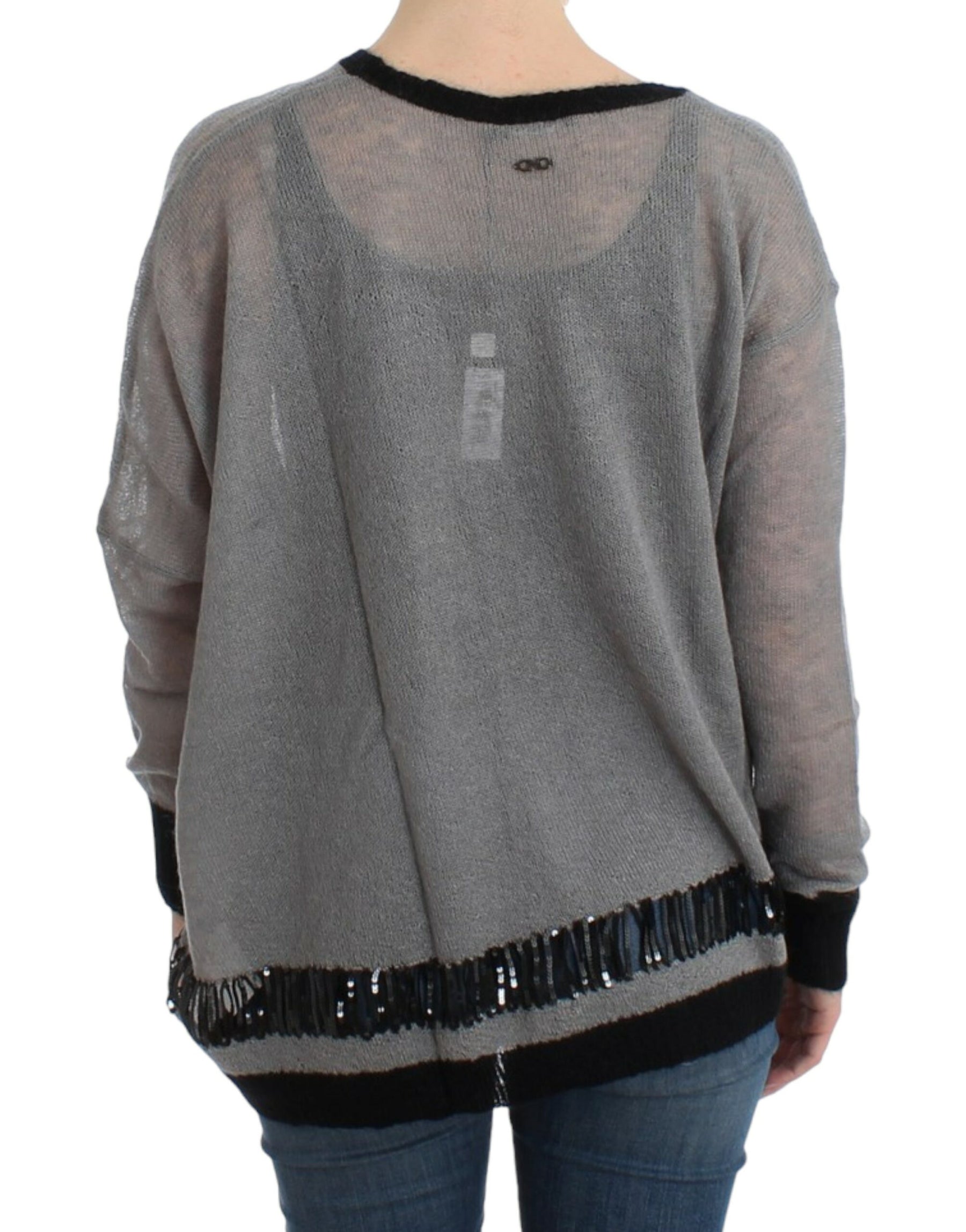 Costume National Gray embellished asymmetric sweater | Regal Royce