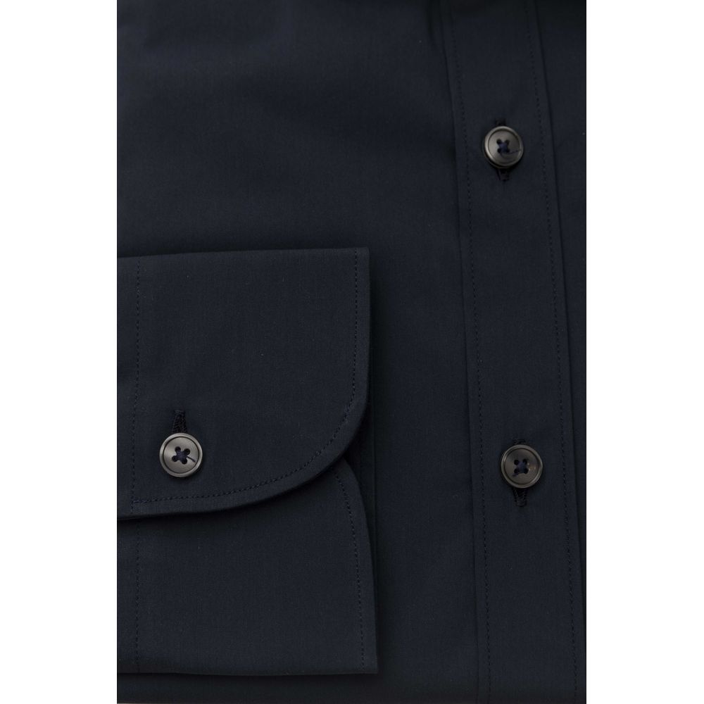 Bagutta Blue Cotton Men Shirt Slim Fit with French Collar | Regal Royce