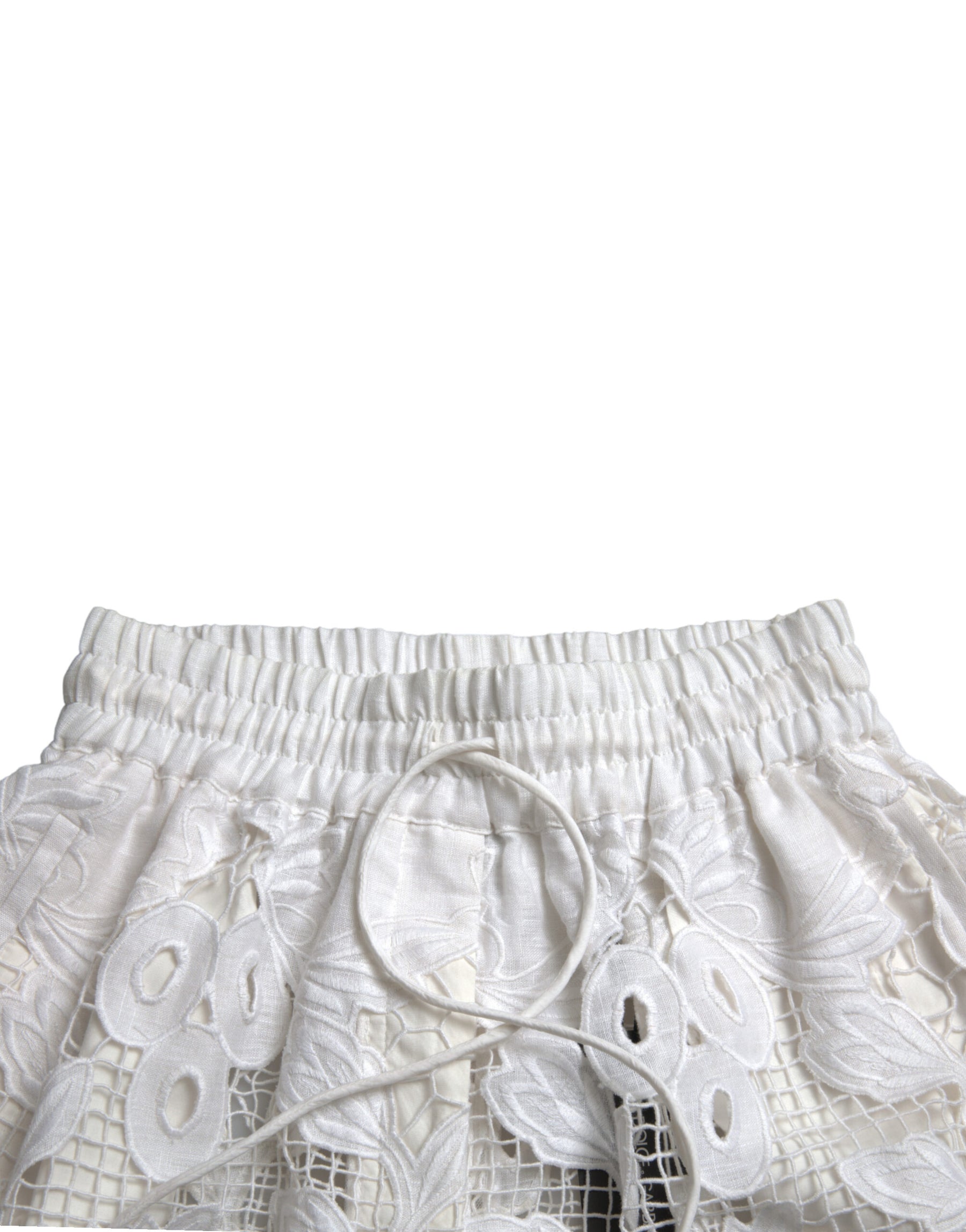 Dolce & Gabbana White Cotton Cutout High Waist Bermuda Shorts | Regal Royce