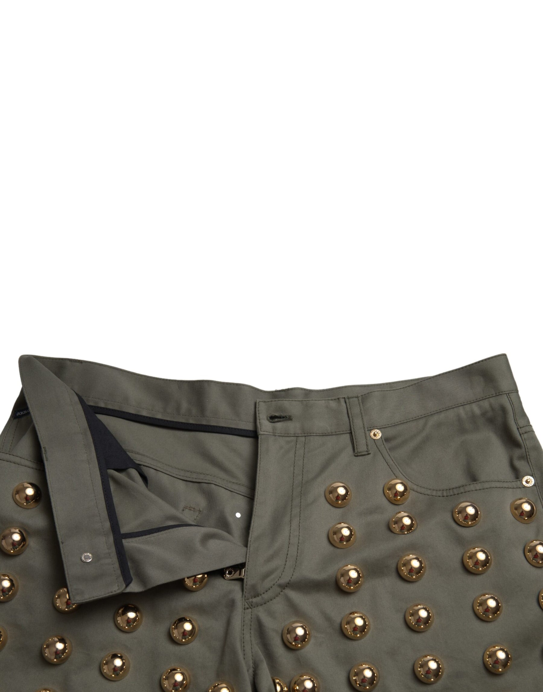 Dolce & Gabbana Green Embellished Cotton High Waist Hot Pants Shorts | Regal Royce