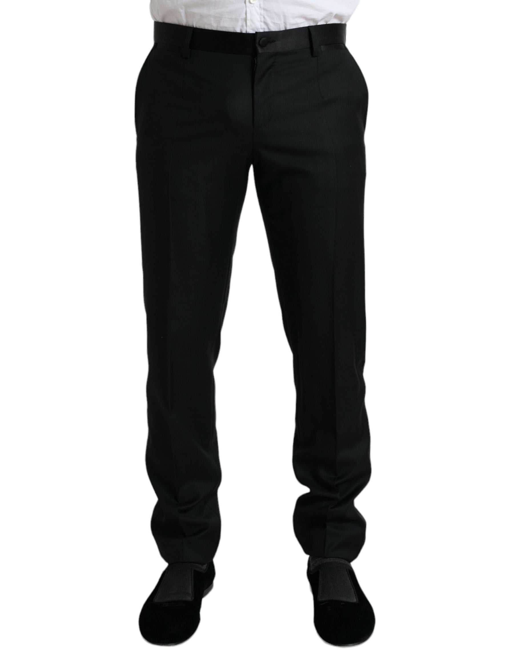 Dolce & Gabbana Black Wool Slim Fit Formal Trouser Dress Pants | Regal Royce