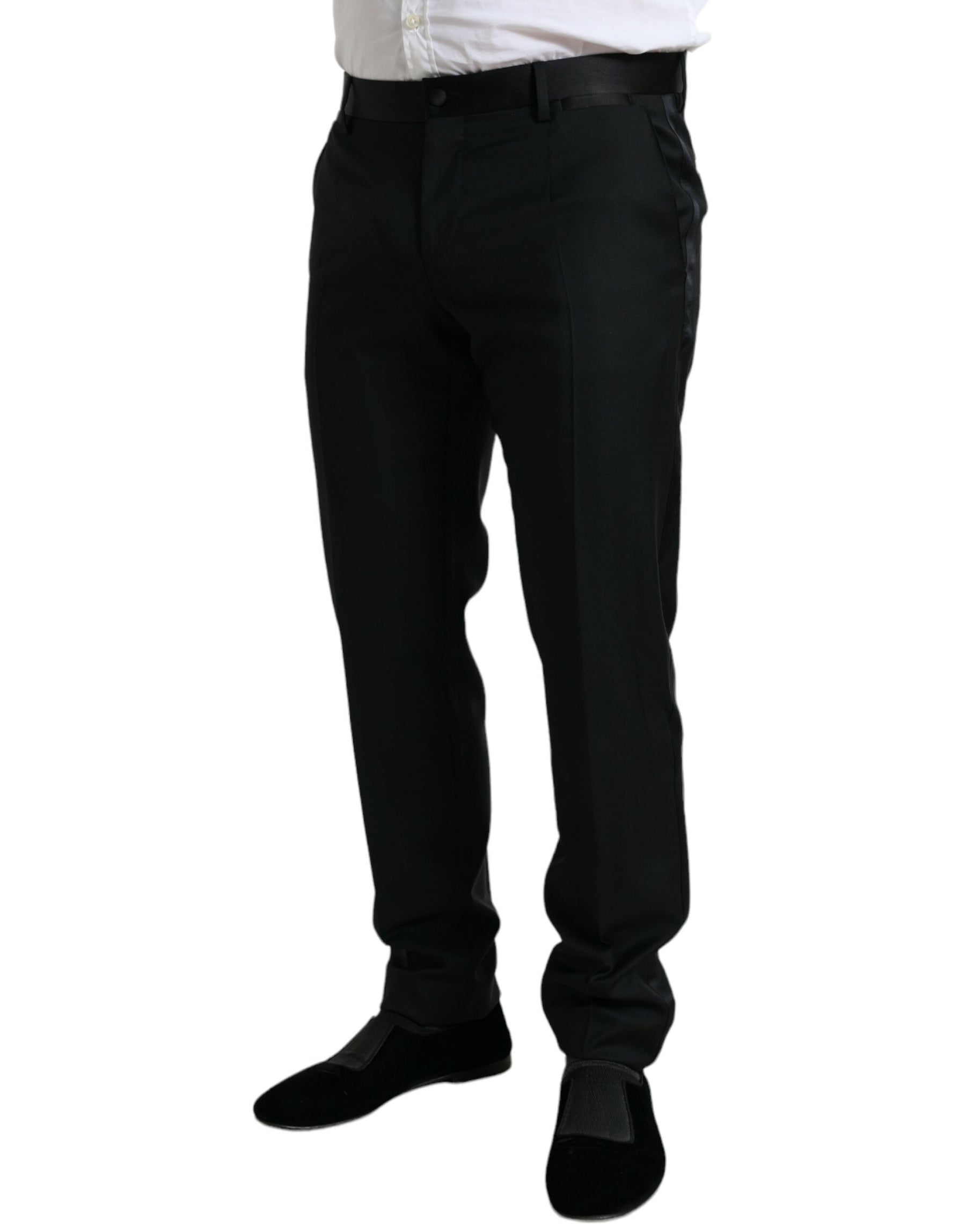 Dolce & Gabbana Black Wool Slim Fit Formal Trouser Dress Pants | Regal Royce