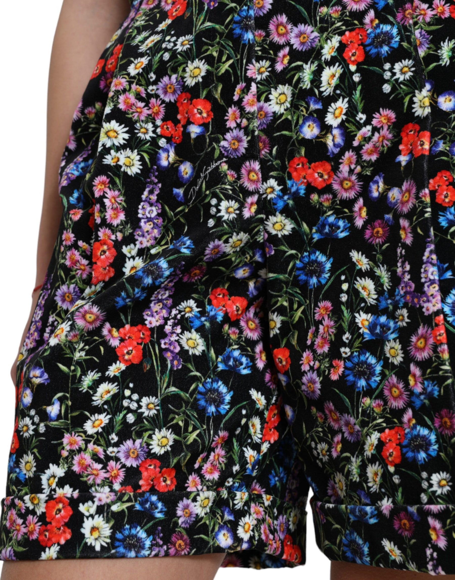 Dolce & Gabbana Black Floral High Waist Hot Pants Shorts | Regal Royce